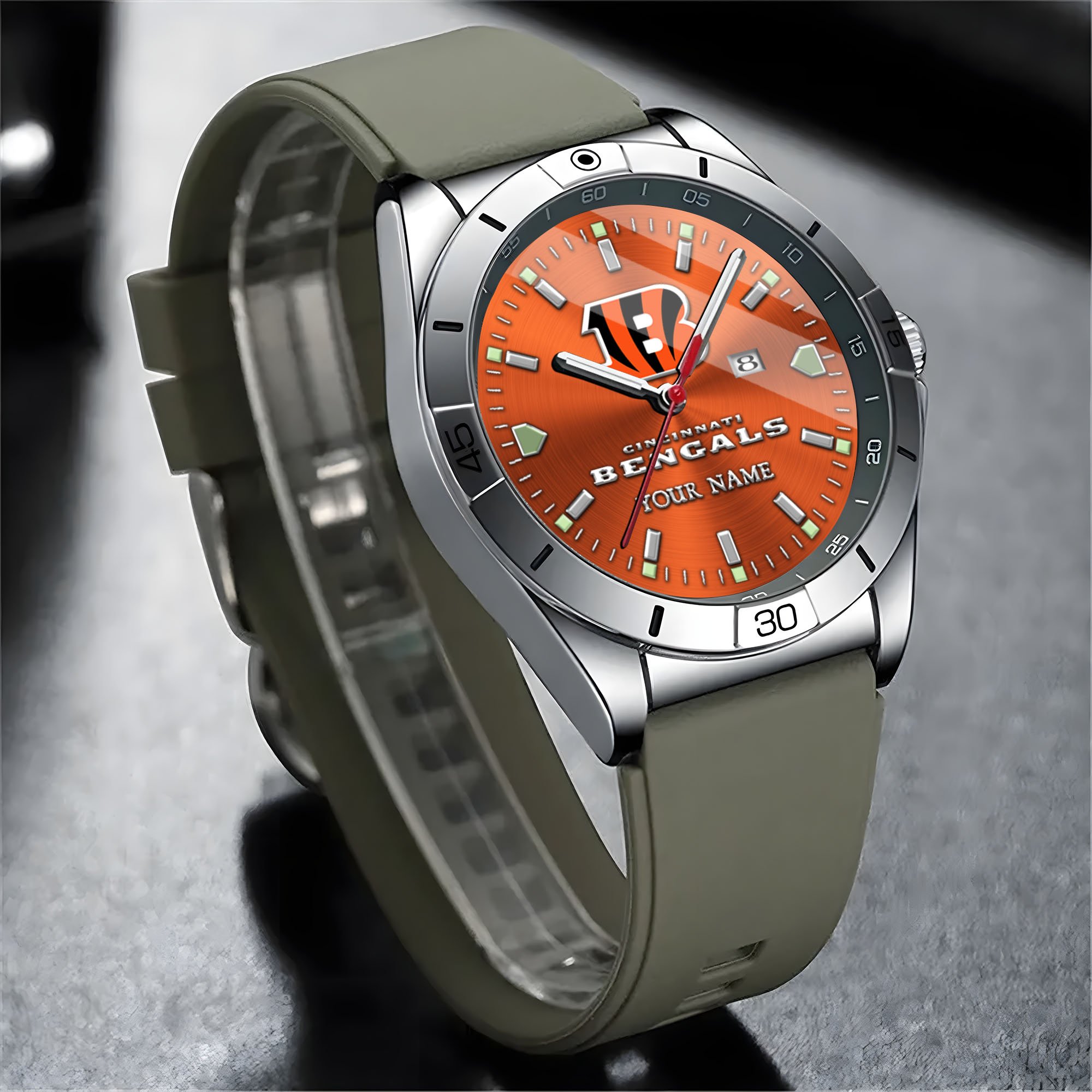 Alternative view of Cincinnati Bengals Stainless Steel Quartz Watch Custom Your Name Versions 2025, Gifts For Fan EHIVM-05172275N