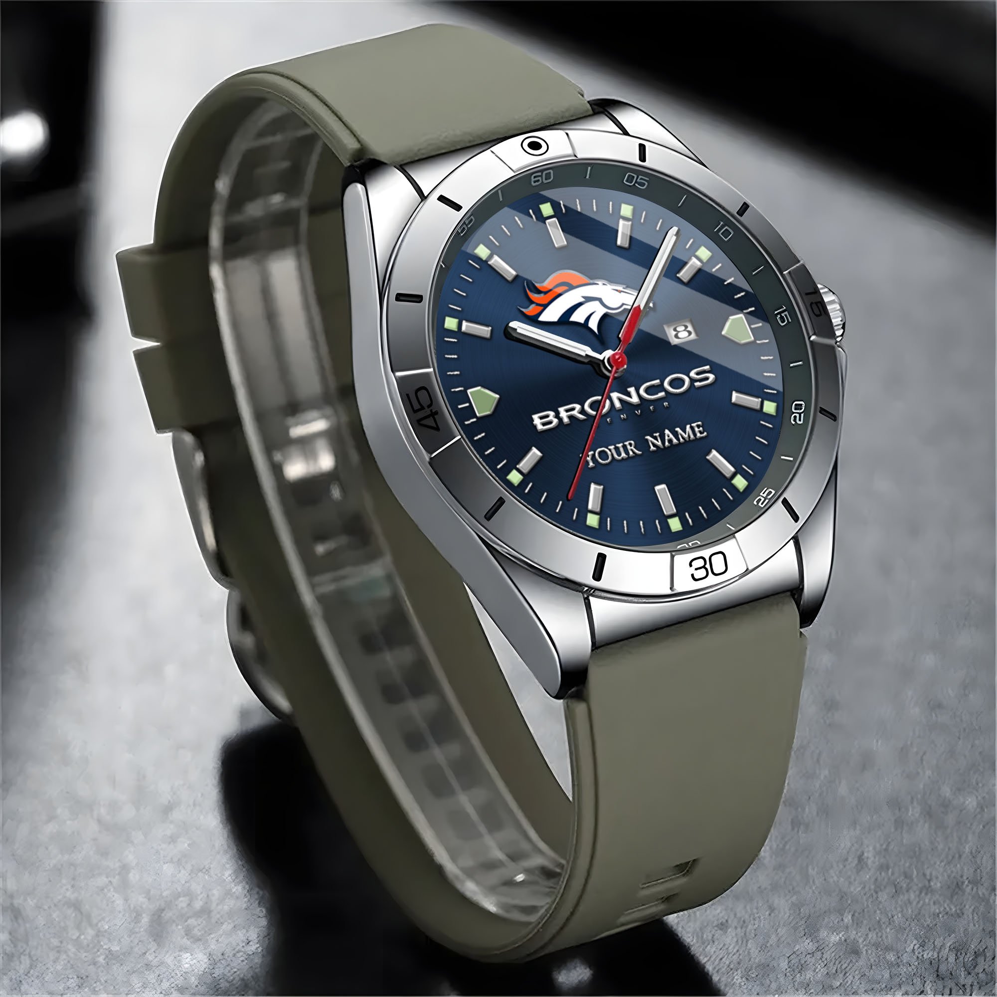 Alternative view of Denver Broncos Stainless Steel Quartz Watch Custom Your Name Versions 2025, Gifts For Fan EHIVM-05172275N