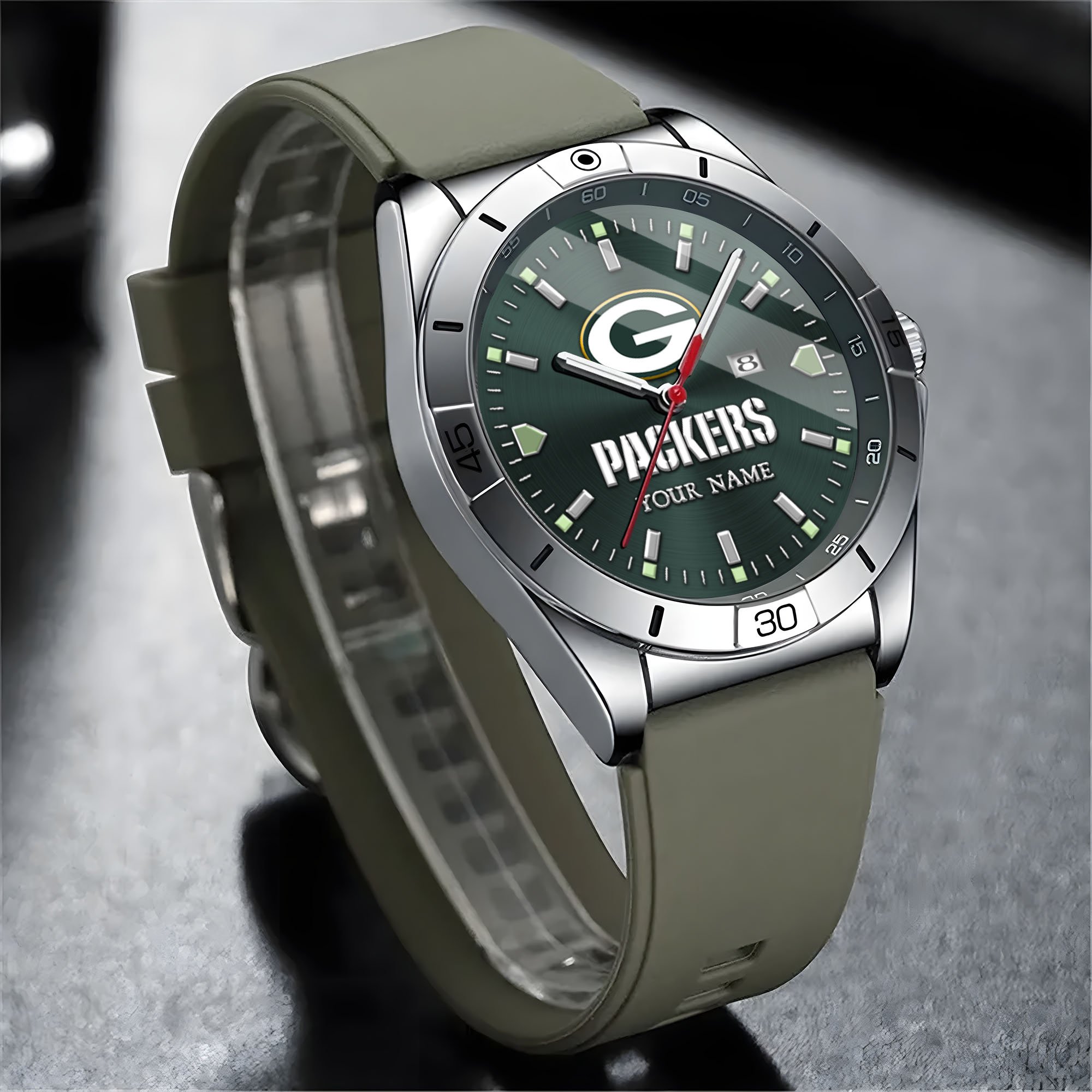 Alternative view of Green Bay Packers Stainless Steel Quartz Watch Custom Your Name Versions 2025, Gifts For Fan EHIVM-05172275N