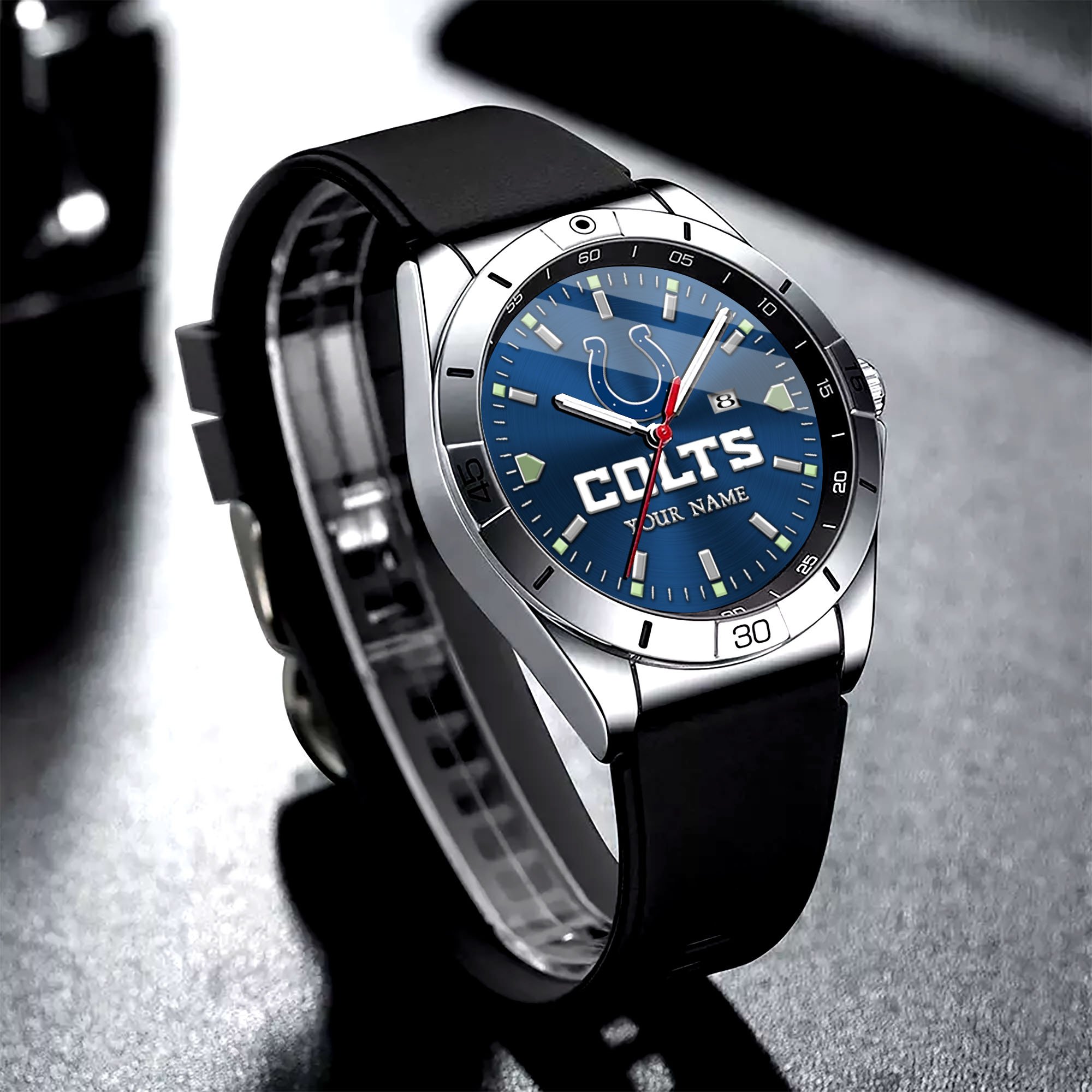 Indianapolis Colts Stainless Steel Quartz Watch Custom Your Name Versions 2025, Gifts For Fan EHIVM-05172275N