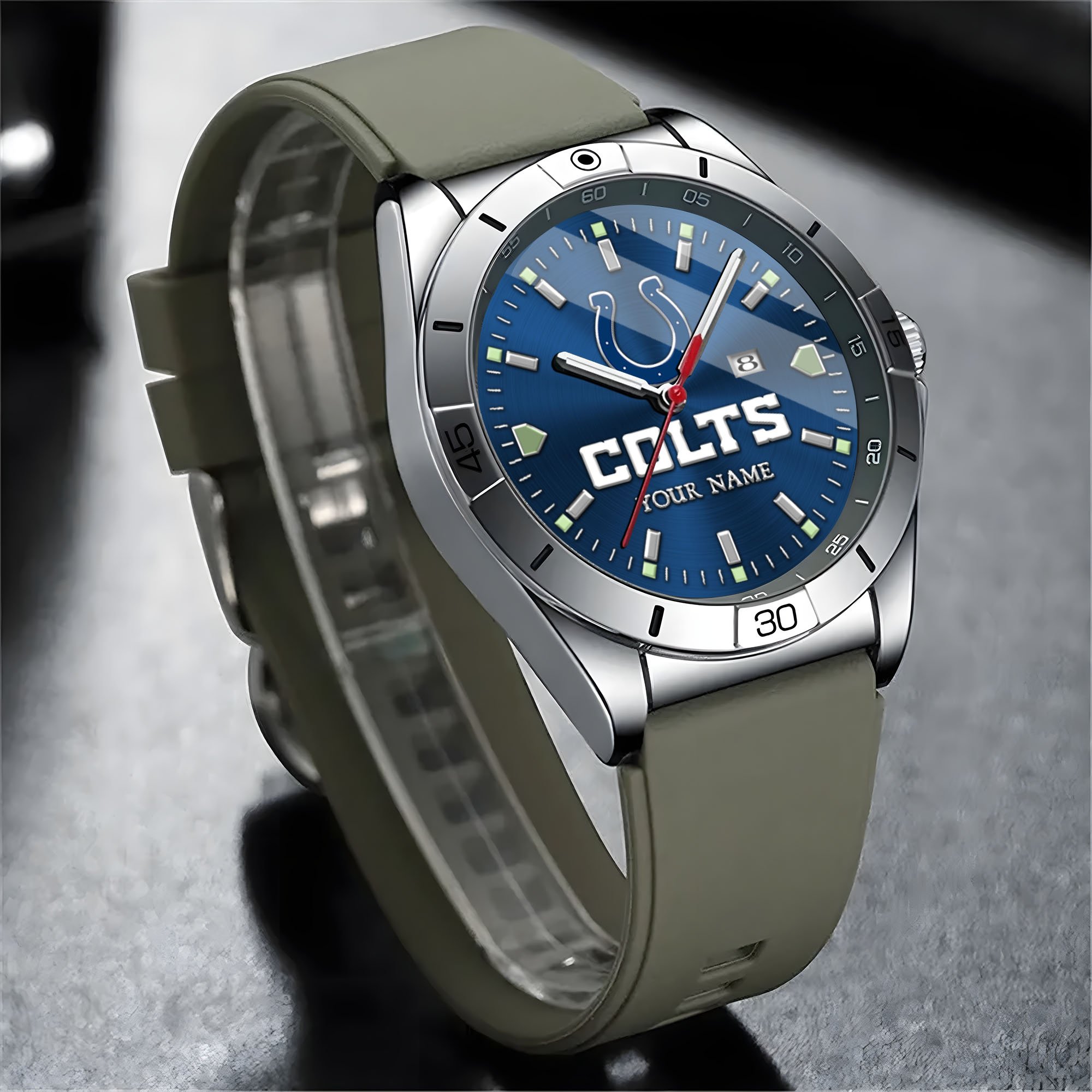 Alternative view of Indianapolis Colts Stainless Steel Quartz Watch Custom Your Name Versions 2025, Gifts For Fan EHIVM-05172275N