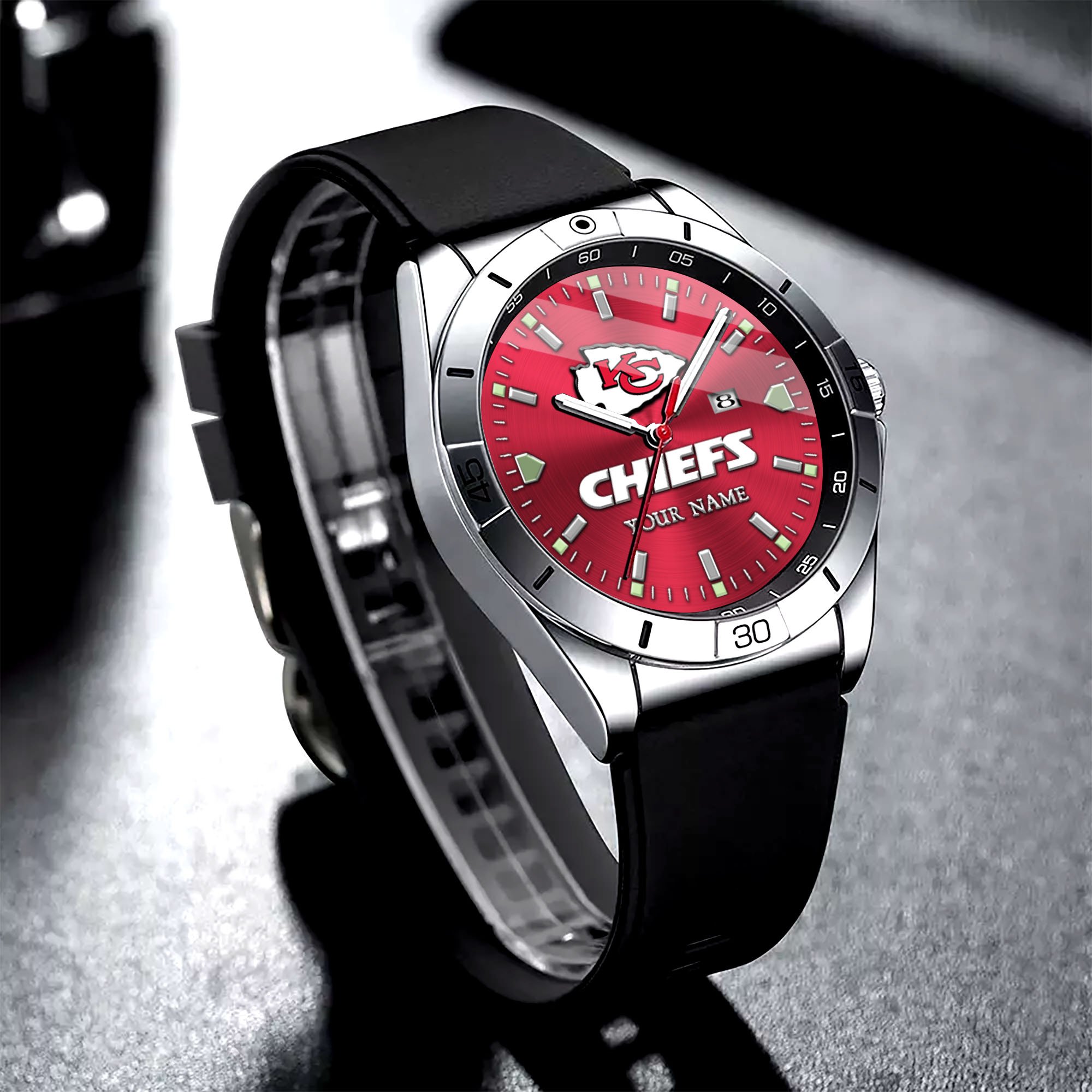 Kansas City Chiefs Stainless Steel Quartz Watch Custom Your Name Versions 2025, Gifts For Fan EHIVM-05172275N