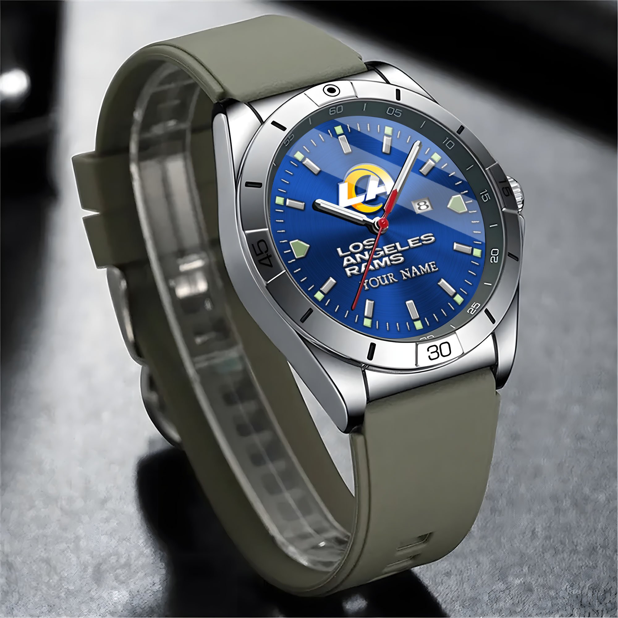 Alternative view of Los Angeles Rams Stainless Steel Quartz Watch Custom Your Name Versions 2025, Gifts For Fan EHIVM-05172275N