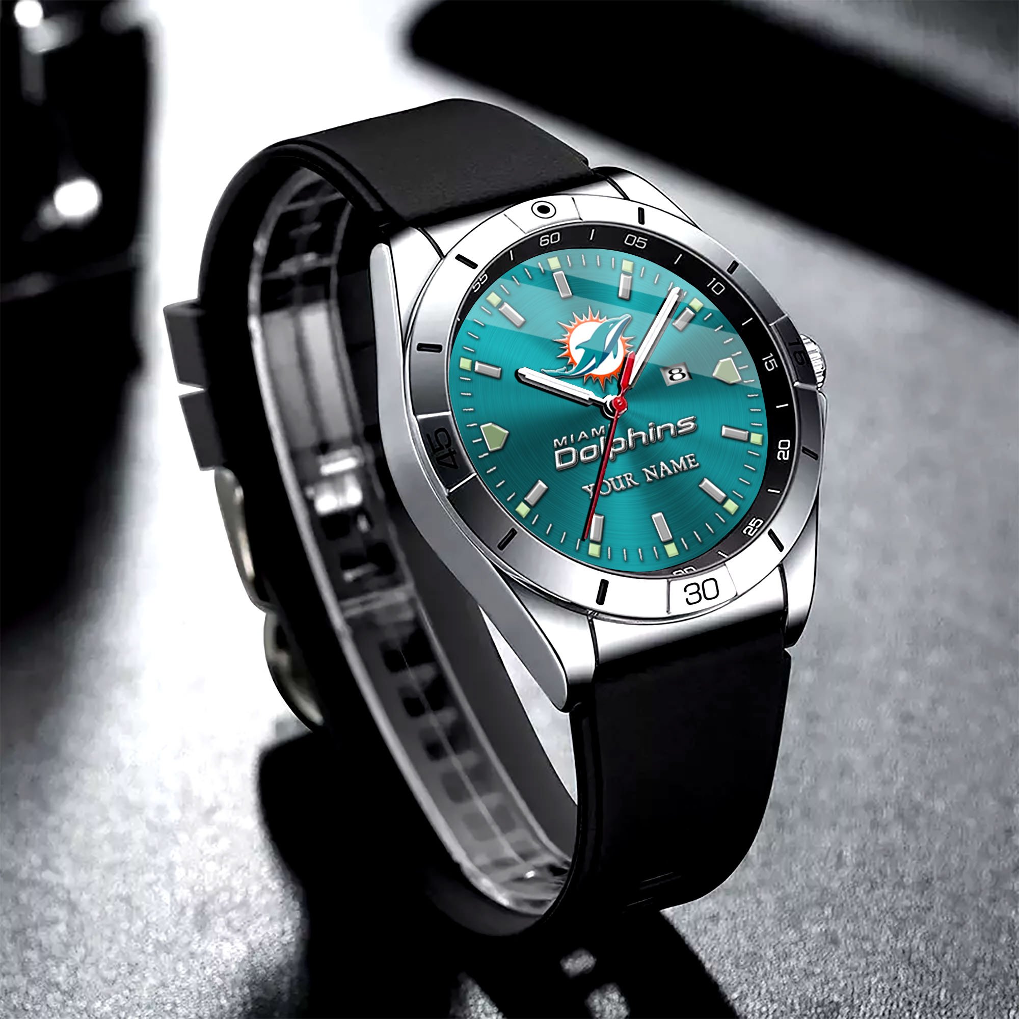 Miami Dolphins Stainless Steel Quartz Watch Custom Your Name Versions 2025, Gifts For Fan EHIVM-05172275N