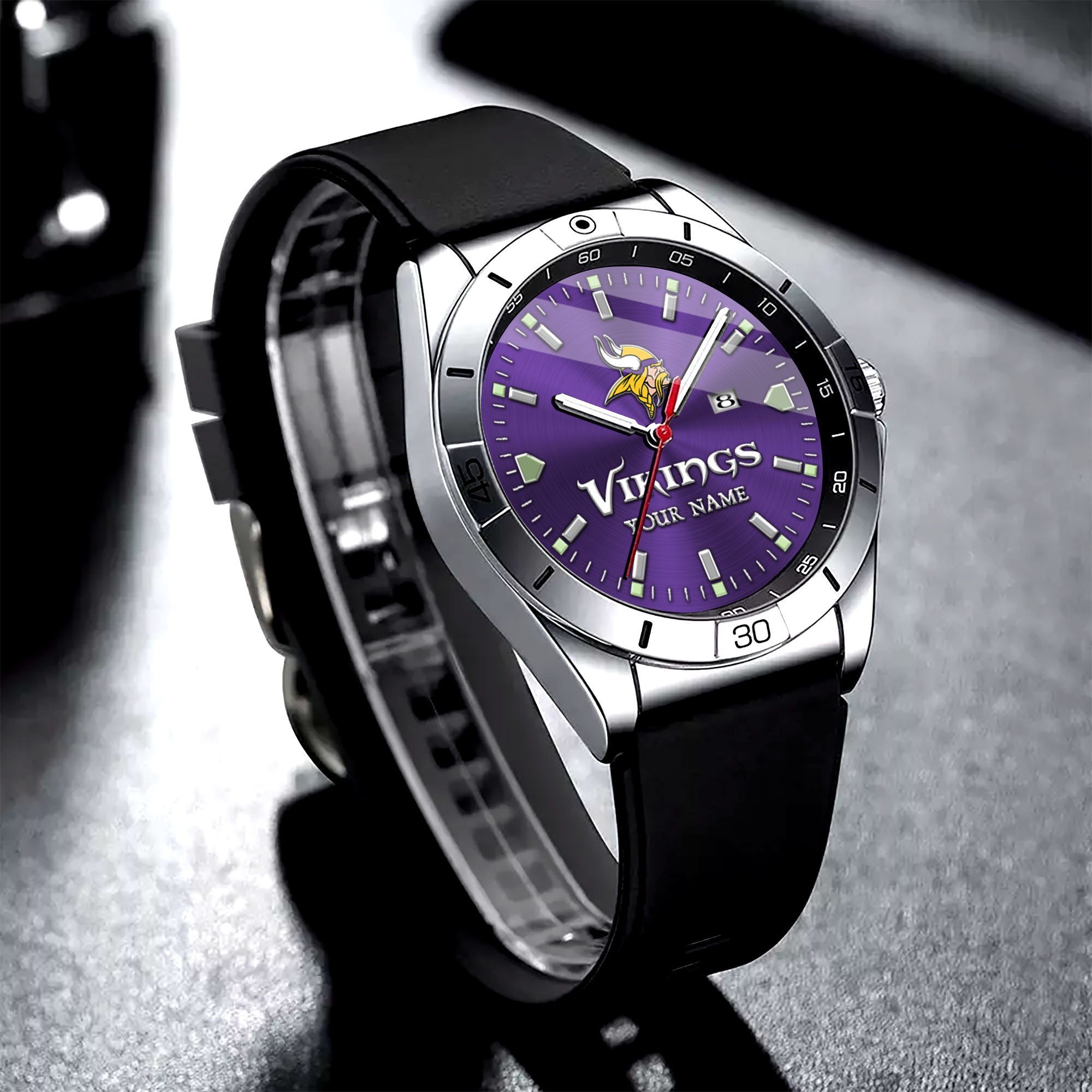 Minnesota Vikings Stainless Steel Quartz Watch Custom Your Name Versions 2025, Gifts For Fan EHIVM-05172275N