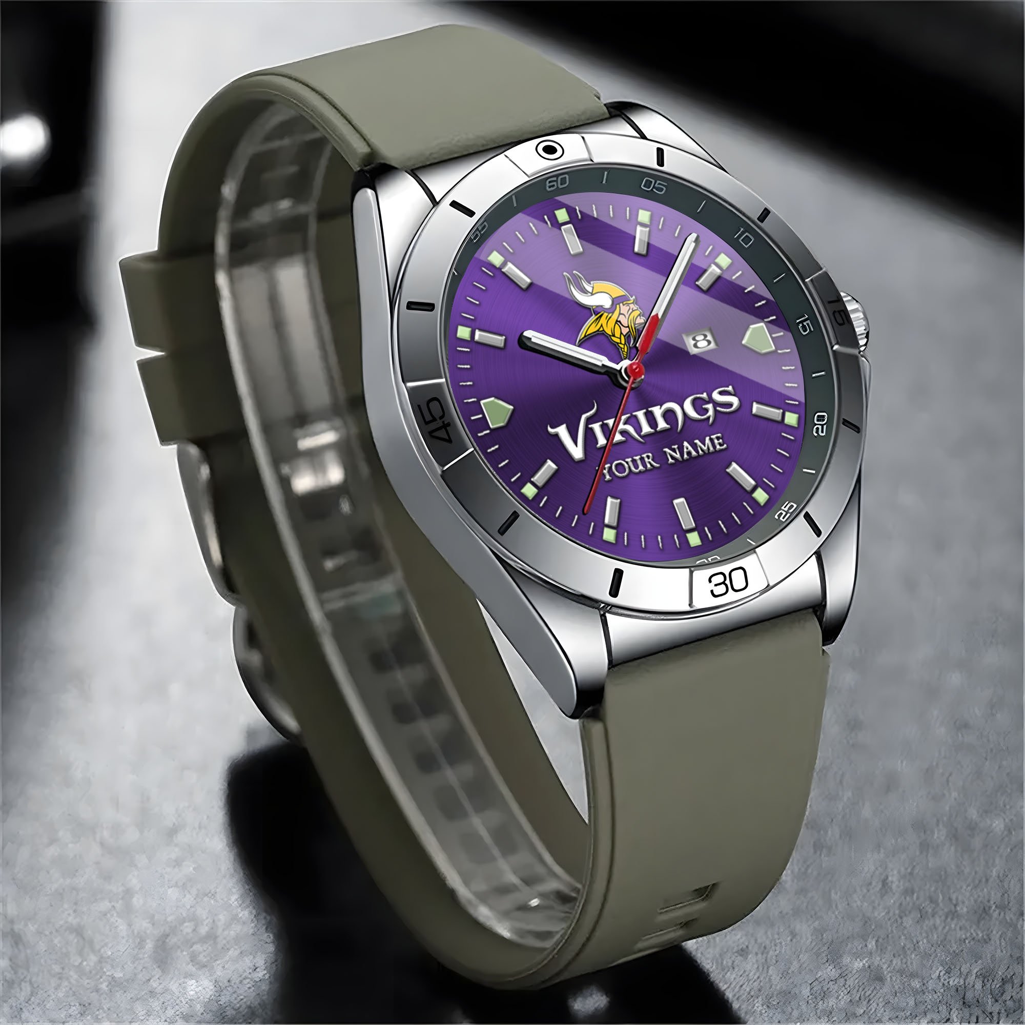 Alternative view of Minnesota Vikings Stainless Steel Quartz Watch Custom Your Name Versions 2025, Gifts For Fan EHIVM-05172275N