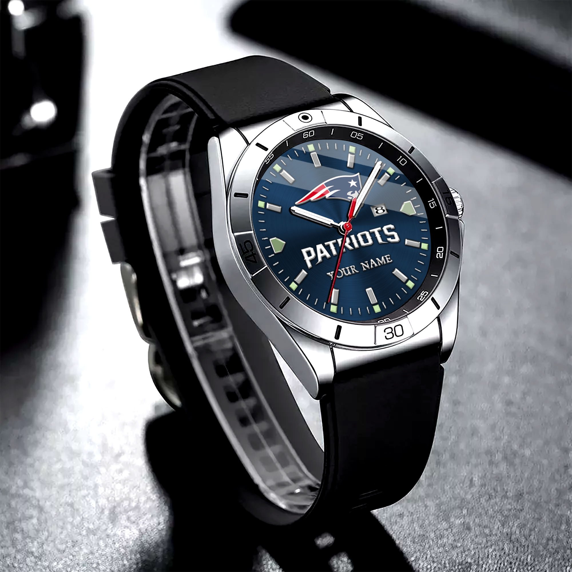 New England Patriots Stainless Steel Quartz Watch Custom Your Name Versions 2025, Gifts For Fan EHIVM-05172275N