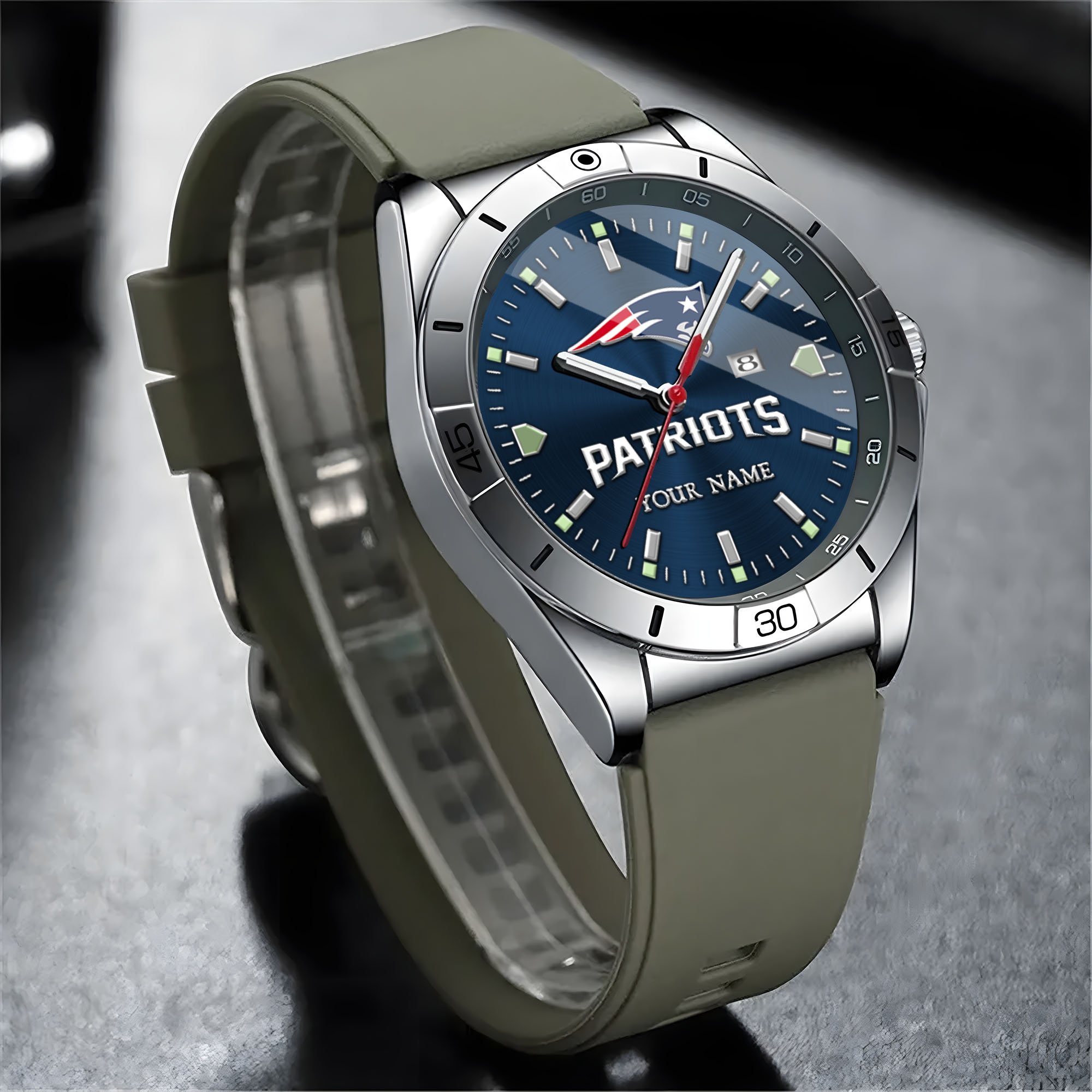 Alternative view of New England Patriots Stainless Steel Quartz Watch Custom Your Name Versions 2025, Gifts For Fan EHIVM-05172275N
