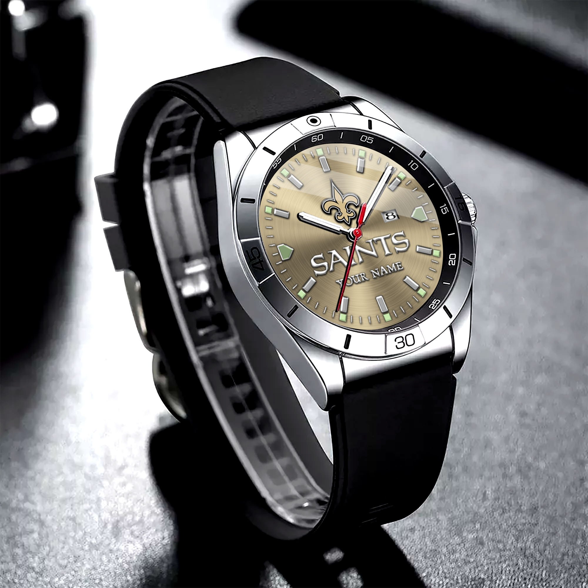 New Orleans Saints Stainless Steel Quartz Watch Custom Your Name Versions 2025, Gifts For Fan EHIVM-05172275N