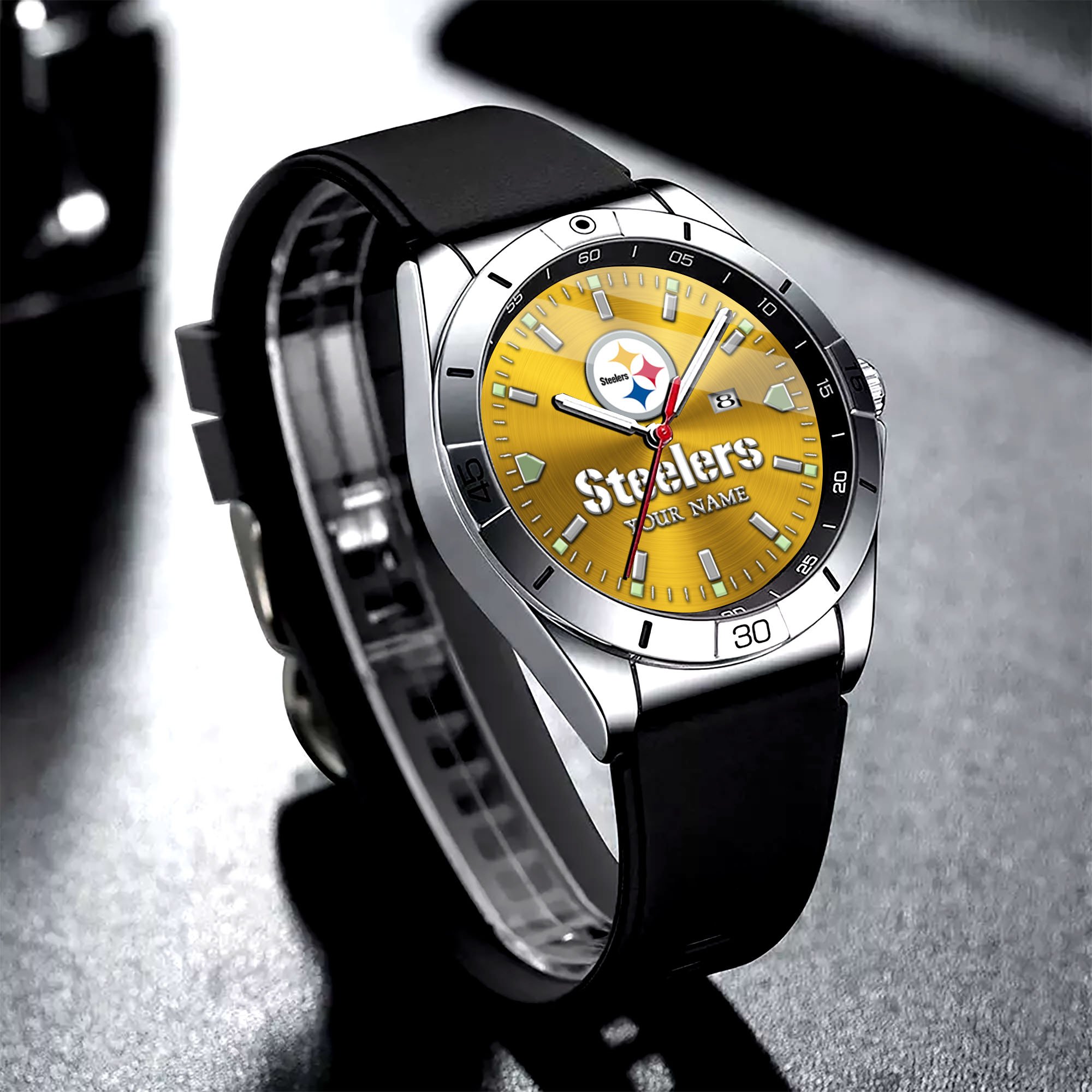 Pittsburgh Steelers Stainless Steel Quartz Watch Custom Your Name Versions 2025, Gifts For Fan EHIVM-05172275N