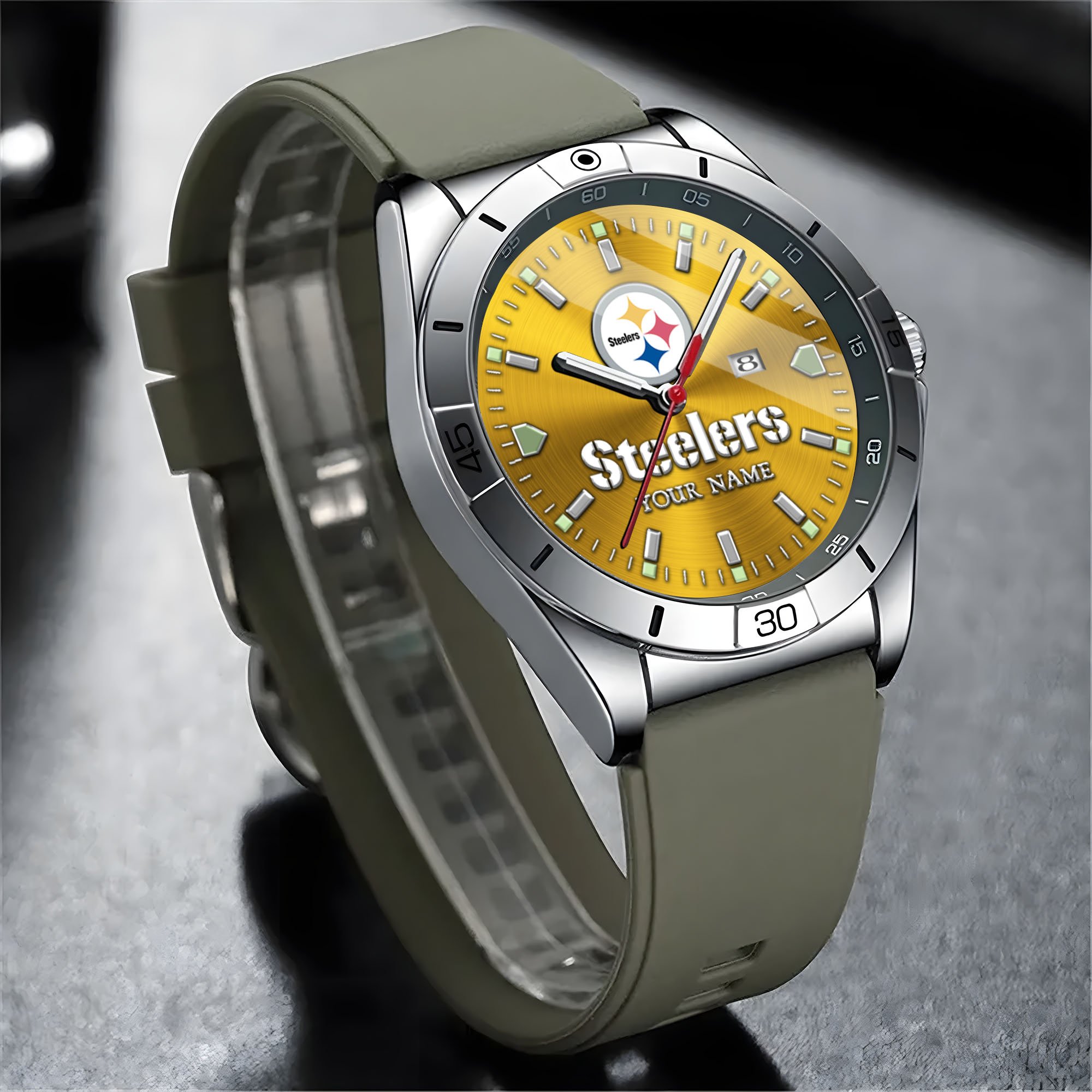 Alternative view of Pittsburgh Steelers Stainless Steel Quartz Watch Custom Your Name Versions 2025, Gifts For Fan EHIVM-05172275N