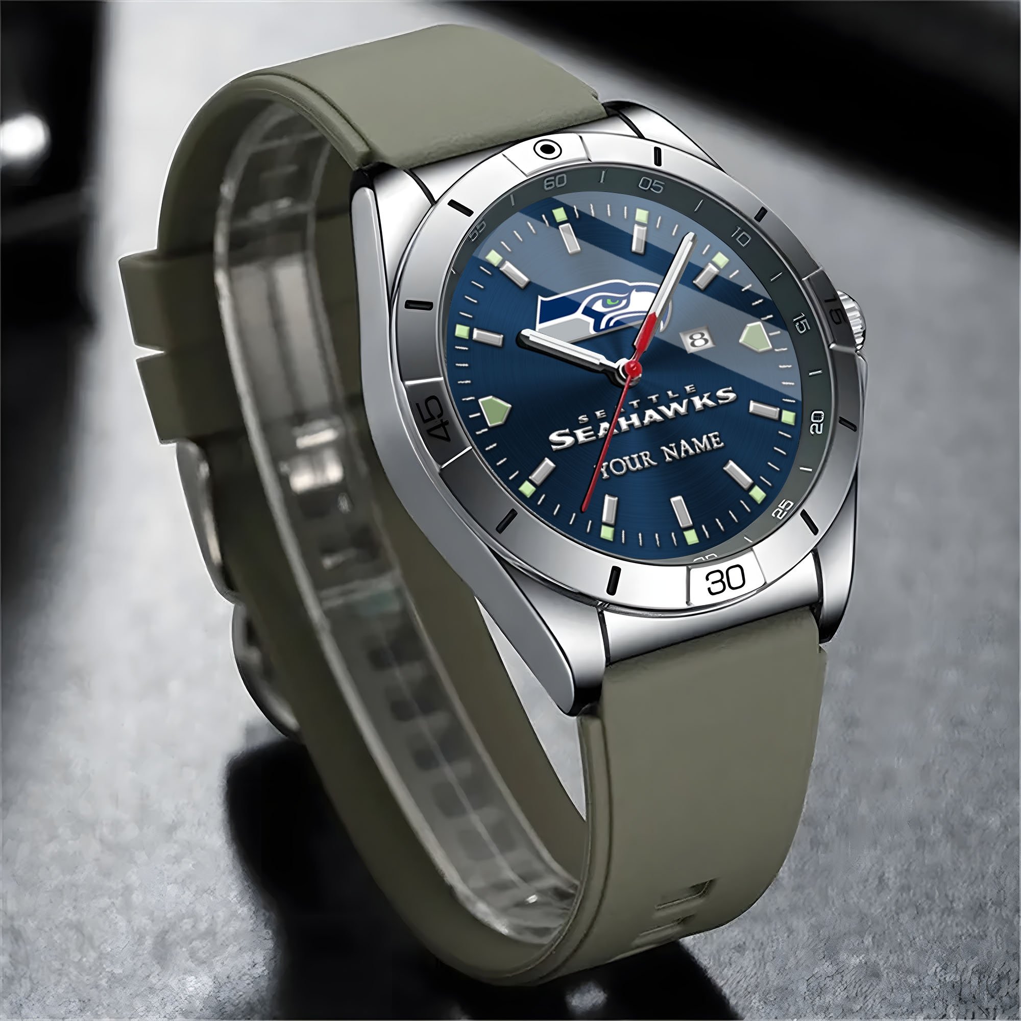 Alternative view of Seattle Seahawks Stainless Steel Quartz Watch Custom Your Name Versions 2025, Gifts For Fan EHIVM-05172275N