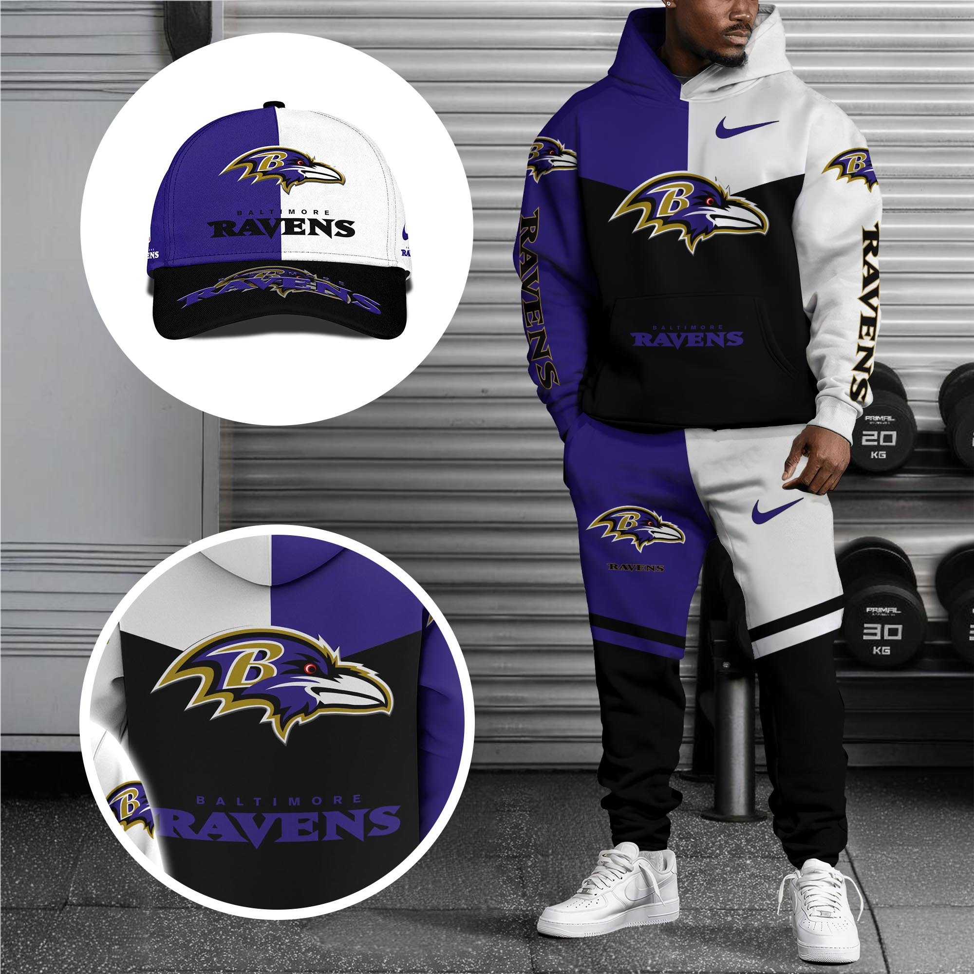 Alternative view of Baltimore Ravens Combo Hoodie , Sweatpants And Cap, Sport Team Hoodie, Sport Gift For Fans ETRG-07302946