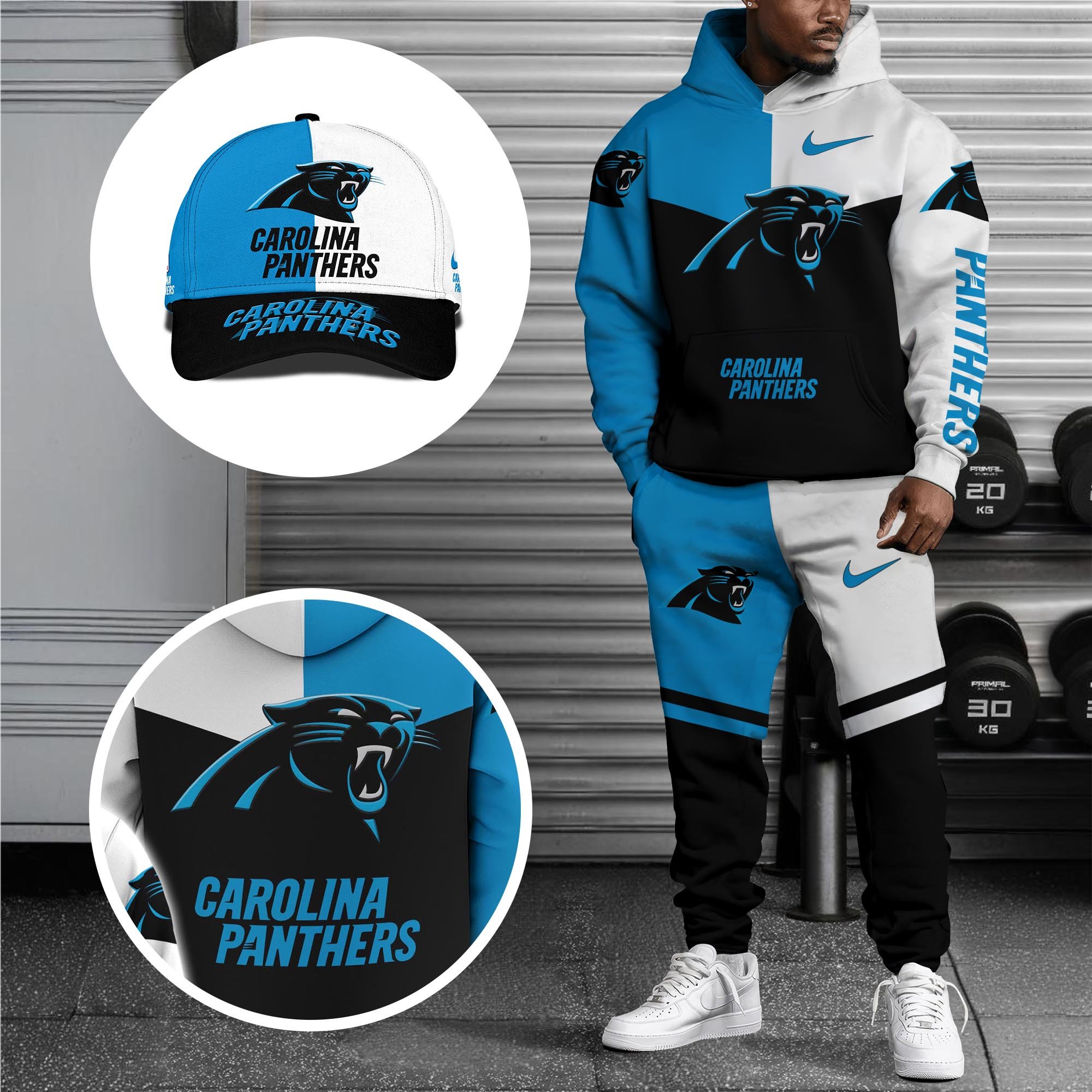 Alternative view of Carolina Panthers Combo Hoodie , Sweatpants And Cap, Sport Team Hoodie, Sport Gift For Fans ETRG-07302946