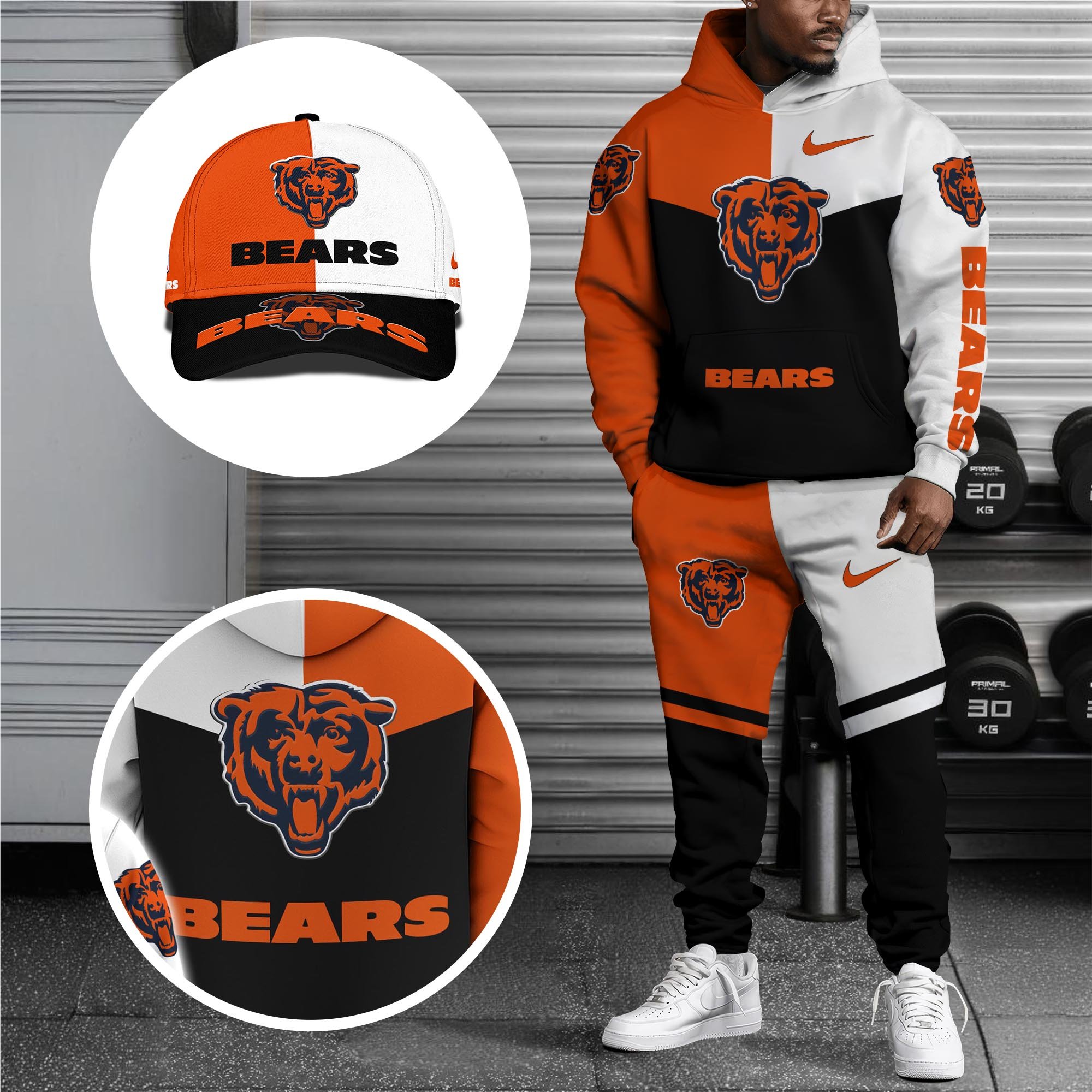 Alternative view of Chicago Bears Combo Hoodie , Sweatpants And Cap, Sport Team Hoodie, Sport Gift For Fans ETRG-07302946
