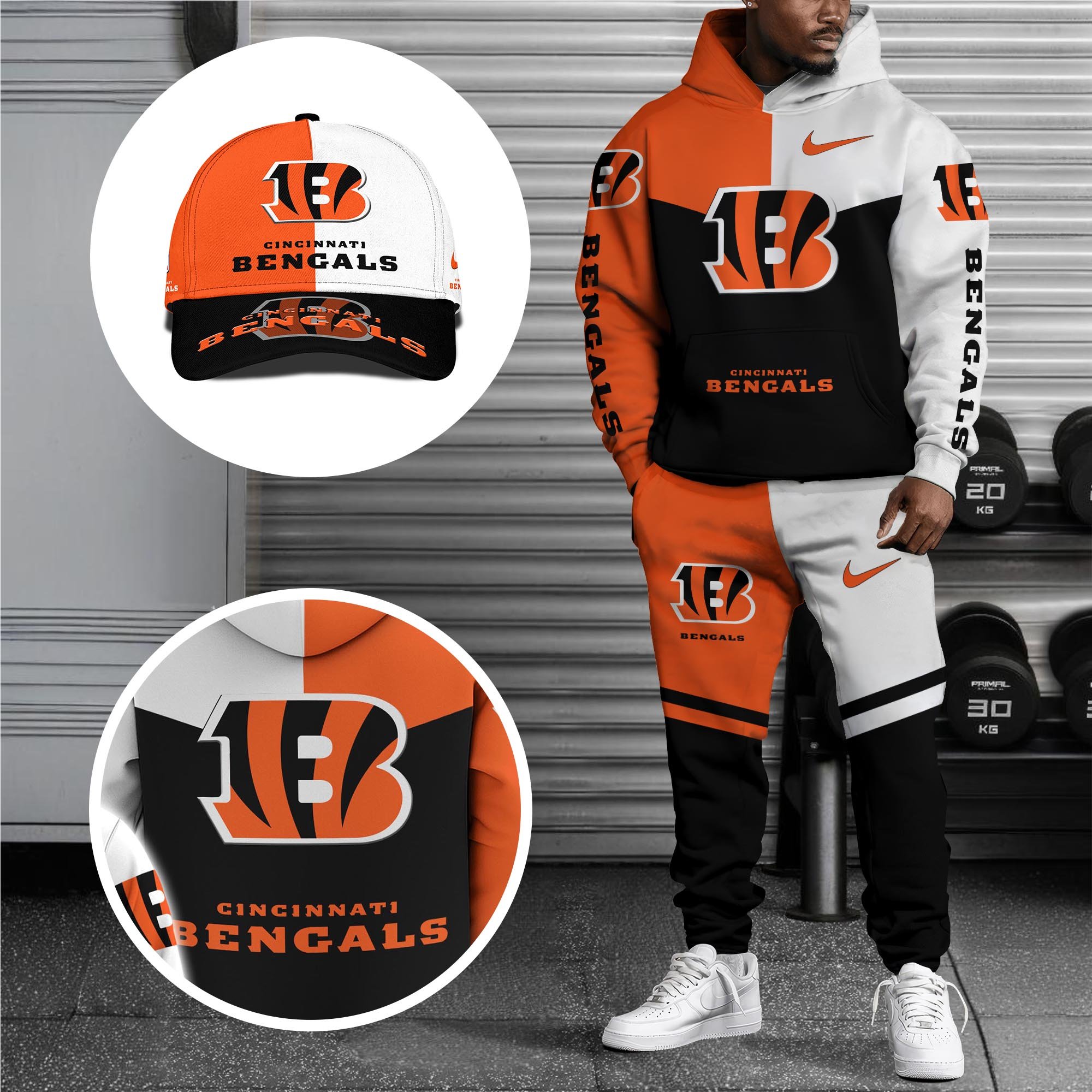 Alternative view of Cincinnati Bengals Combo Hoodie , Sweatpants And Cap, Sport Team Hoodie, Sport Gift For Fans ETRG-07302946