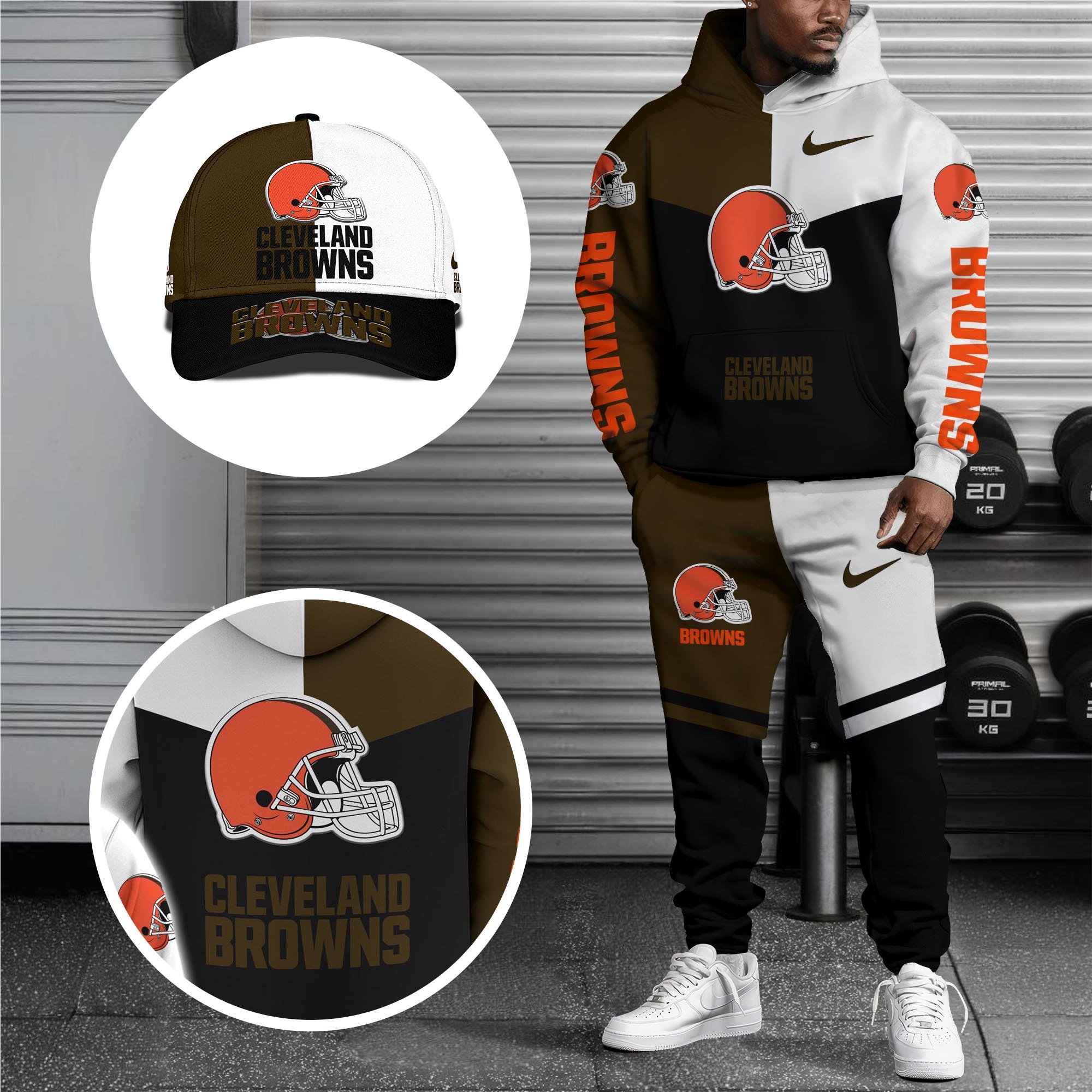Alternative view of Cleveland Browns Combo Hoodie , Sweatpants And Cap, Sport Team Hoodie, Sport Gift For Fans ETRG-07302946
