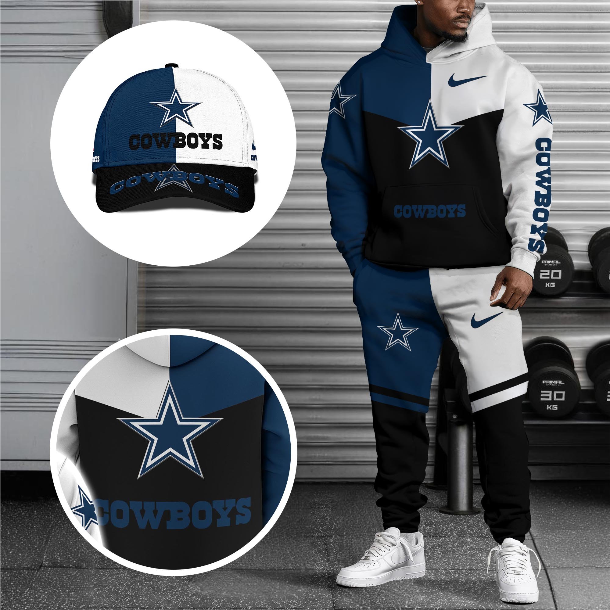 Alternative view of Dallas Cowboys Combo Hoodie , Sweatpants And Cap, Sport Team Hoodie, Sport Gift For Fans ETRG-07302946