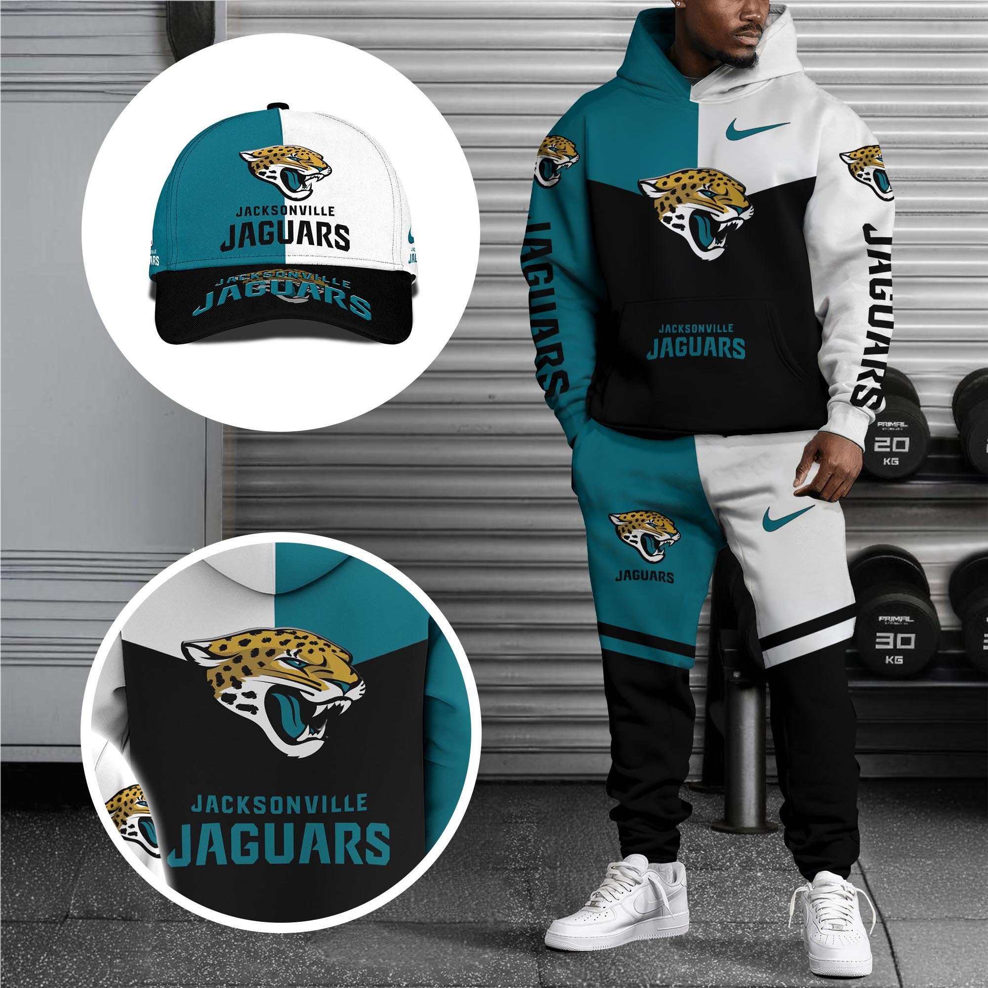 Alternative view of Jacksonville Jaguars Combo Hoodie , Sweatpants And Cap, Sport Team Hoodie, Sport Gift For Fans ETRG-07302946
