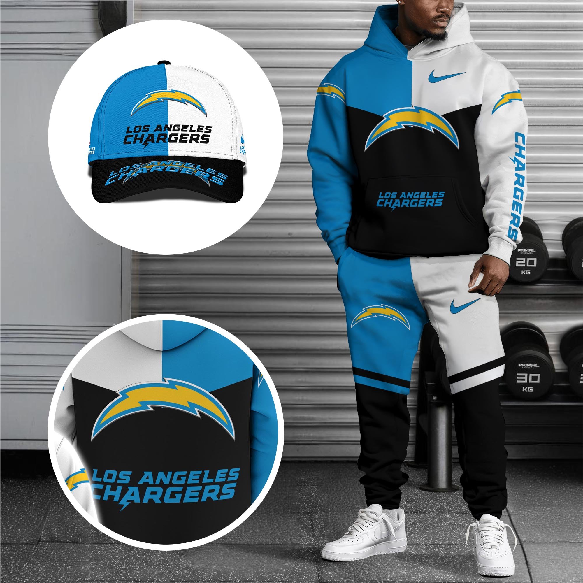Alternative view of Los Angeles Chargers Combo Hoodie , Sweatpants And Cap, Sport Team Hoodie, Sport Gift For Fans ETRG-07302946