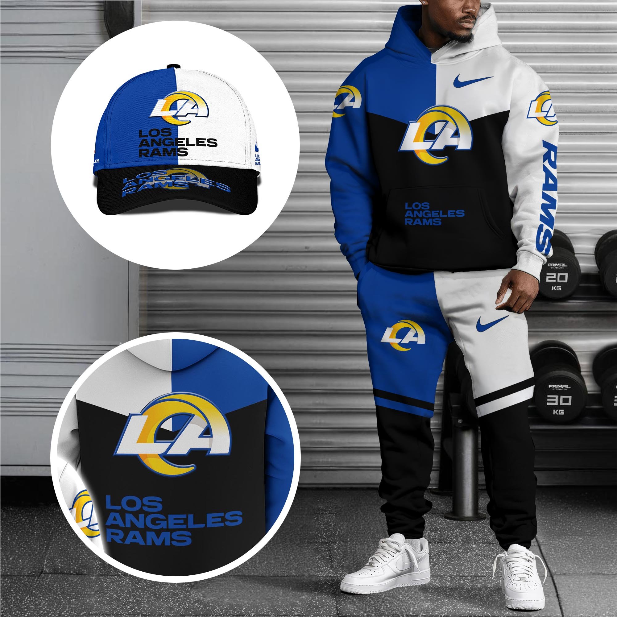 Alternative view of Los Angeles Rams Combo Hoodie , Sweatpants And Cap, Sport Team Hoodie, Sport Gift For Fans ETRG-07302946