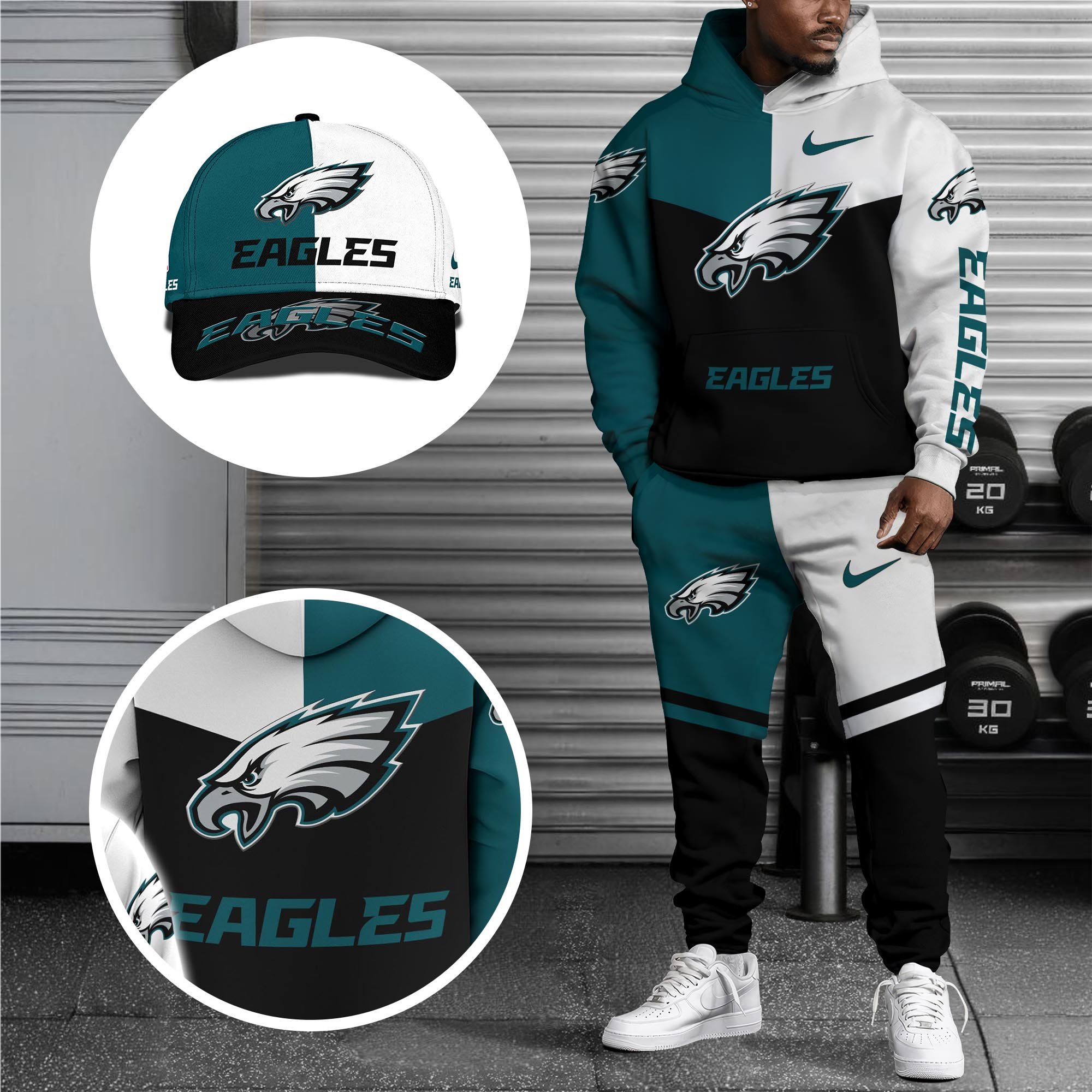Alternative view of Philadelphia Eagles Combo Hoodie , Sweatpants And Cap, Sport Team Hoodie, Sport Gift For Fans ETRG-07302946