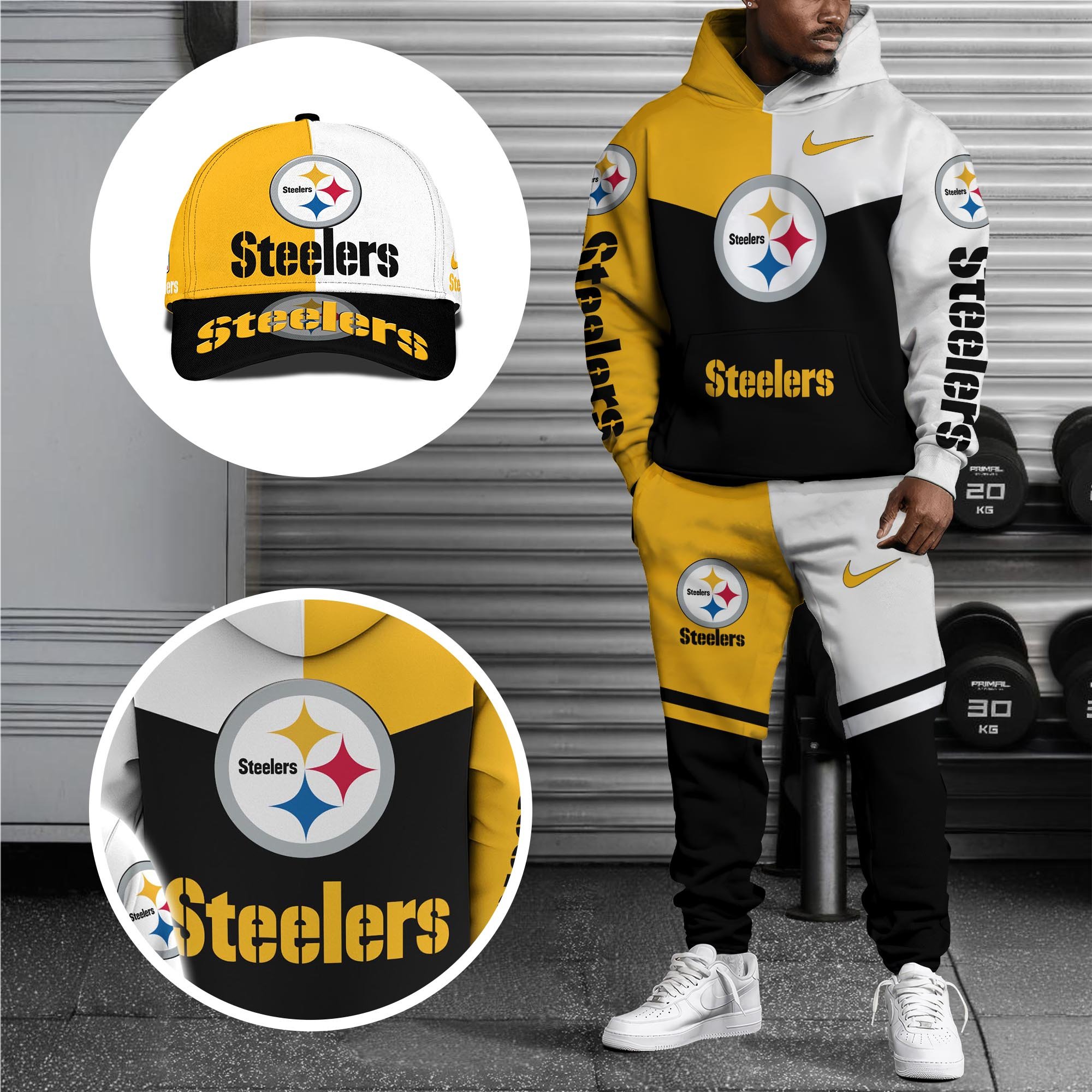 Alternative view of Pittsburgh Steelers Combo Hoodie , Sweatpants And Cap, Sport Team Hoodie, Sport Gift For Fans ETRG-07302946