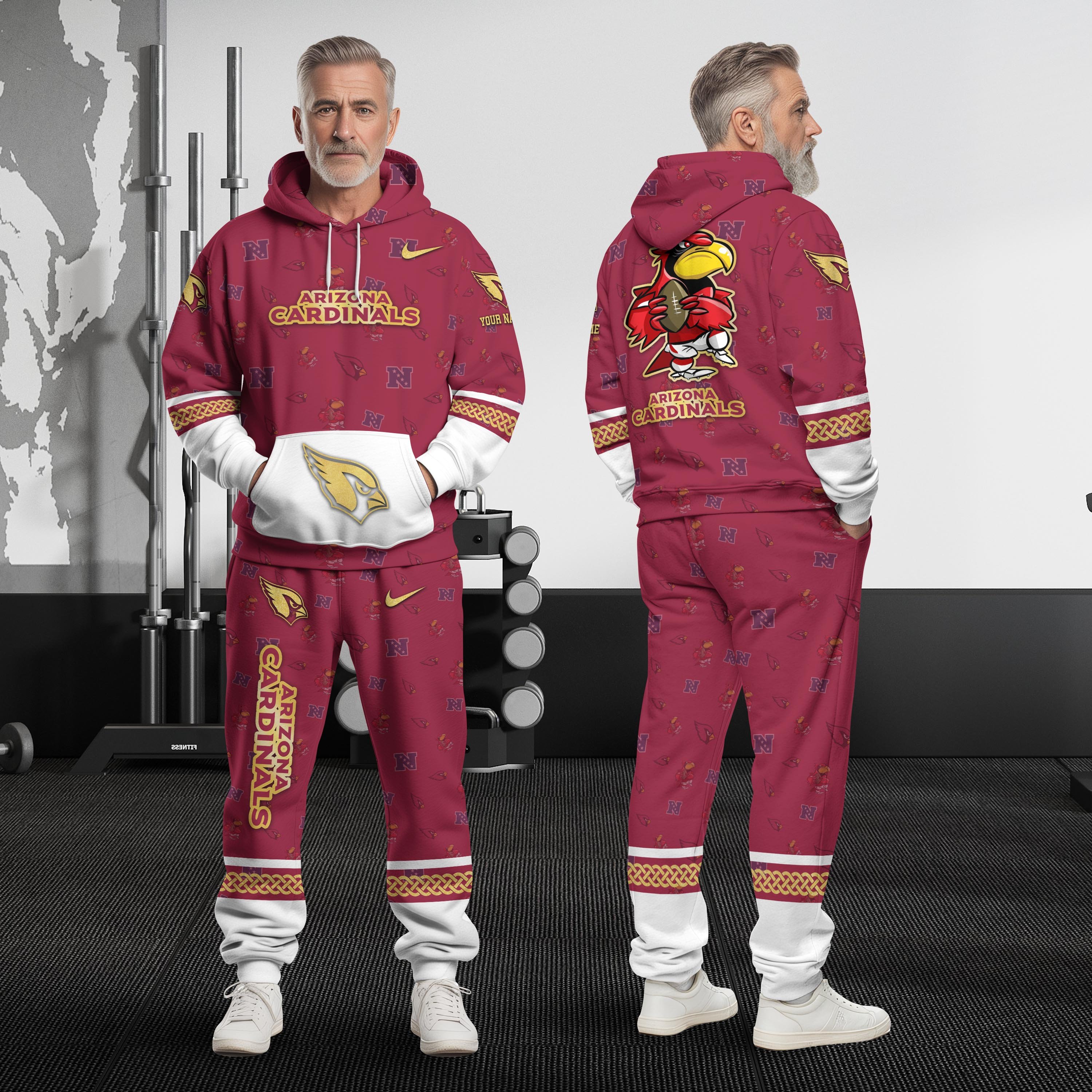 Arizona Cardinals Hoodie And Sweatpant Set Custom Your name, Sport Hoodie And Sweatpant Set, Sport Gifts For Fan EHIVM-08123118N