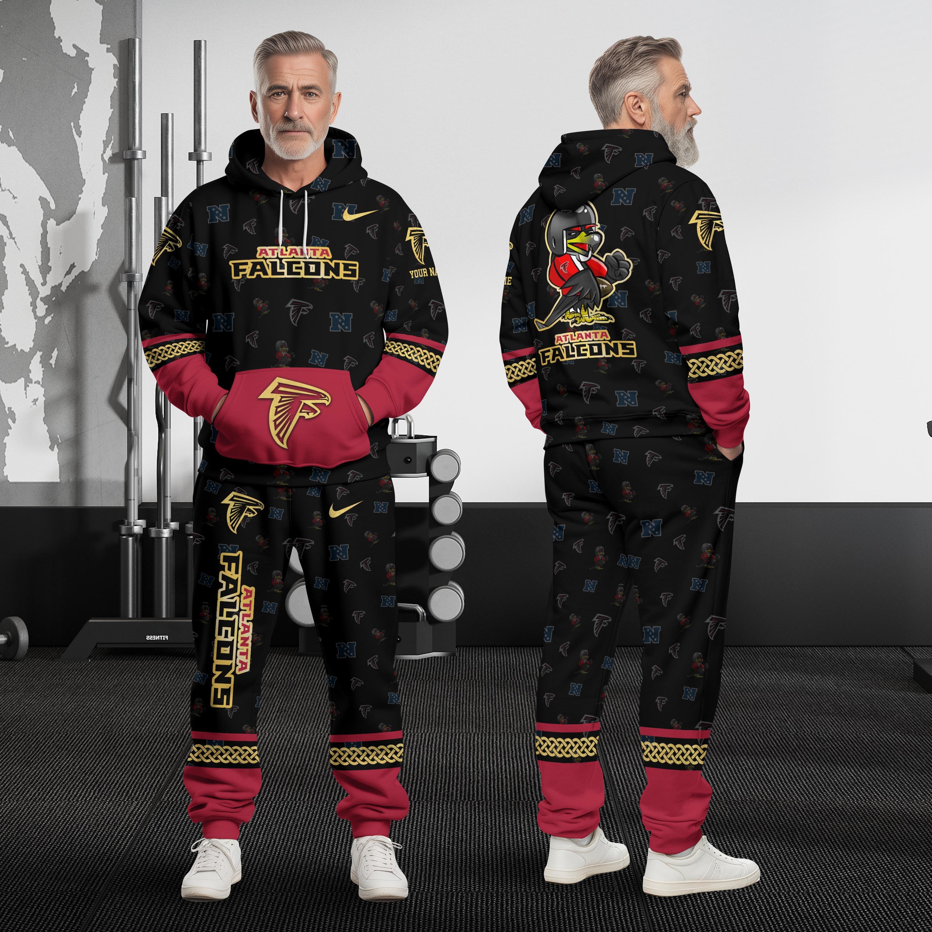 Atlanta Falcons Hoodie And Sweatpant Set Custom Your name, Sport Hoodie And Sweatpant Set, Sport Gifts For Fan EHIVM-08123118N