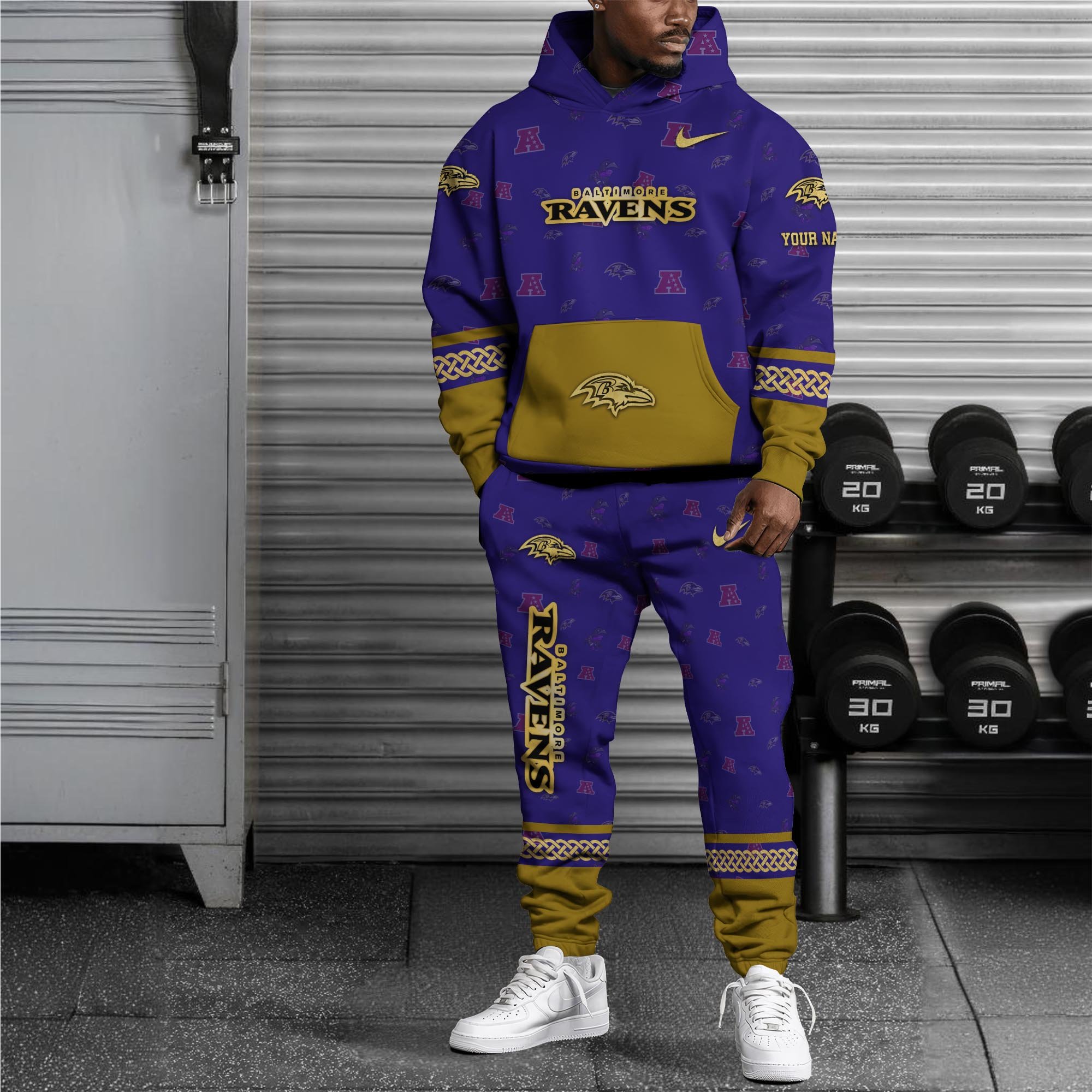 Alternative view of Baltimore Ravens Hoodie And Sweatpant Set Custom Your name, Sport Hoodie And Sweatpant Set, Sport Gifts For Fan EHIVM-08123118N