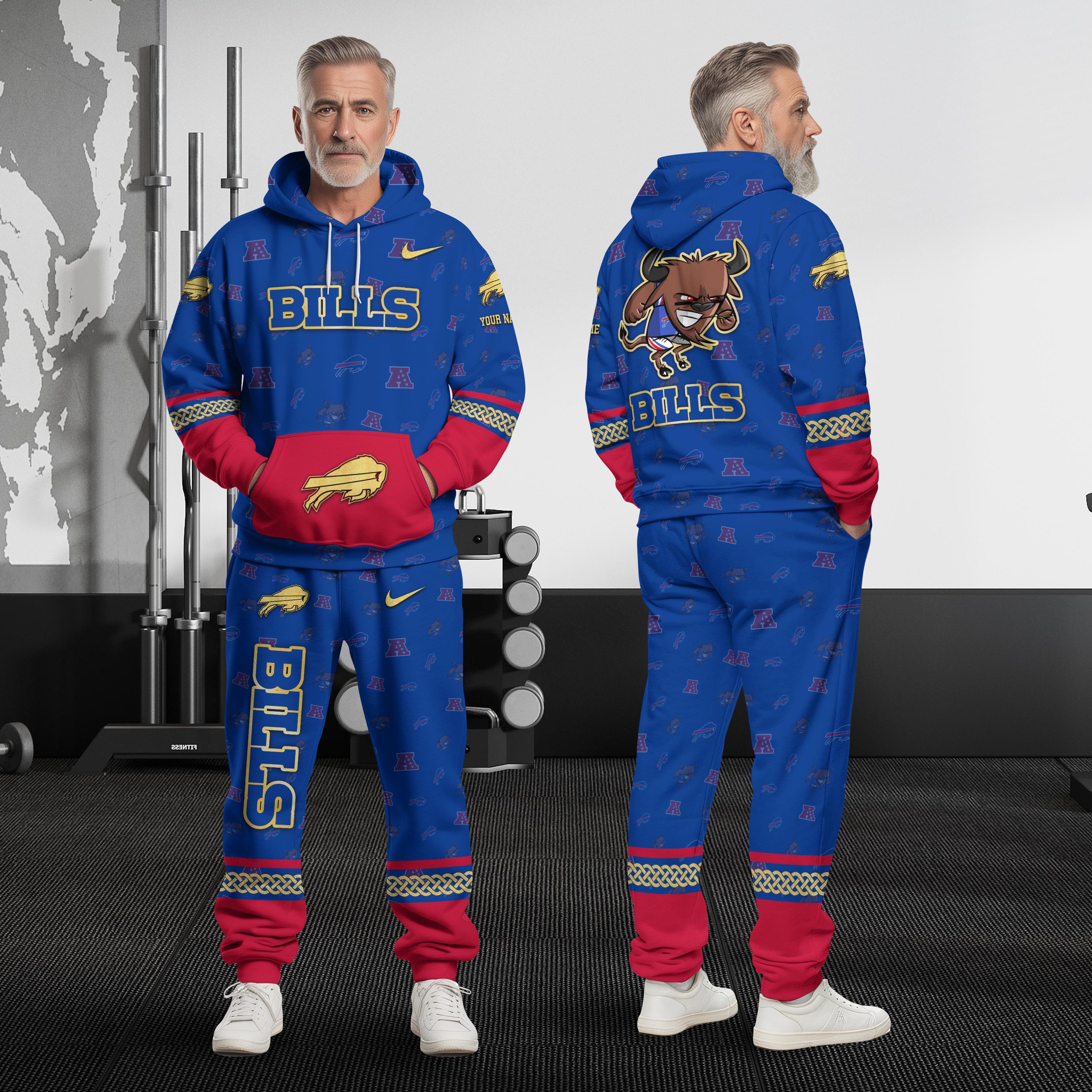 Buffalo Bills Hoodie And Sweatpant Set Custom Your name, Sport Hoodie And Sweatpant Set, Sport Gifts For Fan EHIVM-08123118N