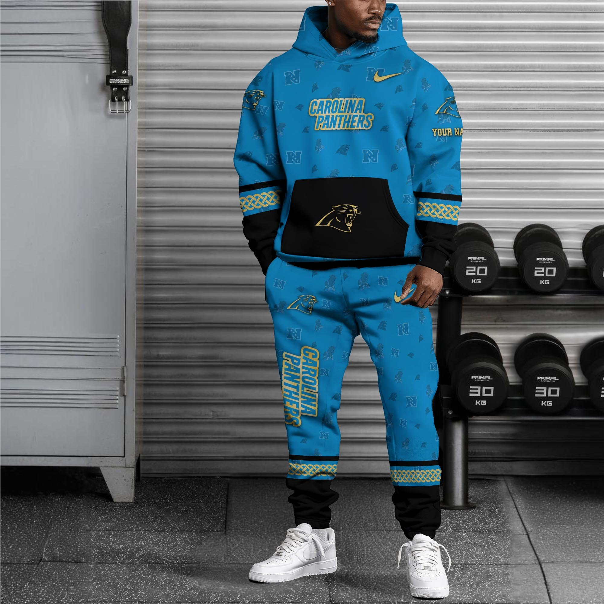 Alternative view of Carolina Panthers Hoodie And Sweatpant Set Custom Your name, Sport Hoodie And Sweatpant Set, Sport Gifts For Fan EHIVM-08123118N