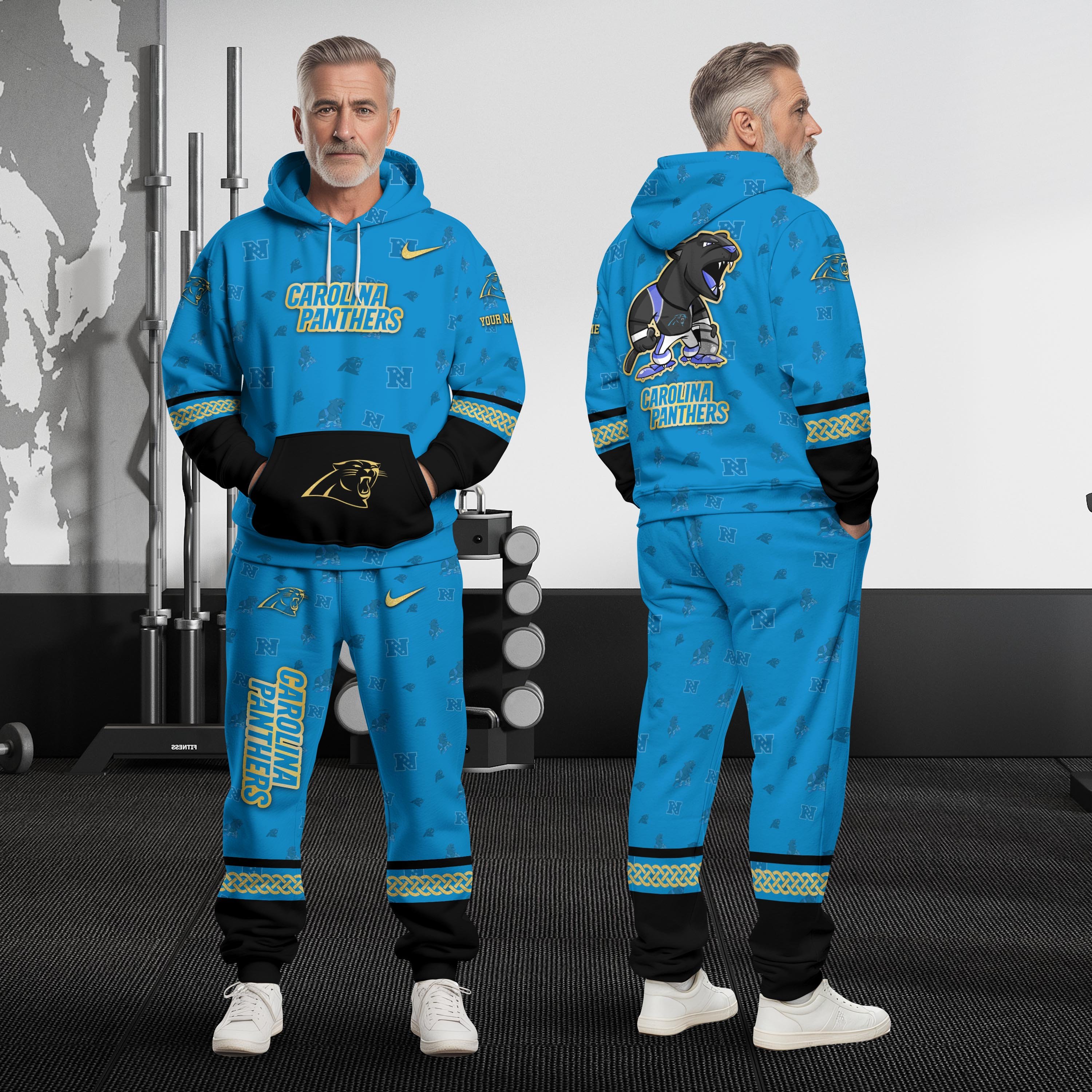 Carolina Panthers Hoodie And Sweatpant Set Custom Your name, Sport Hoodie And Sweatpant Set, Sport Gifts For Fan EHIVM-08123118N