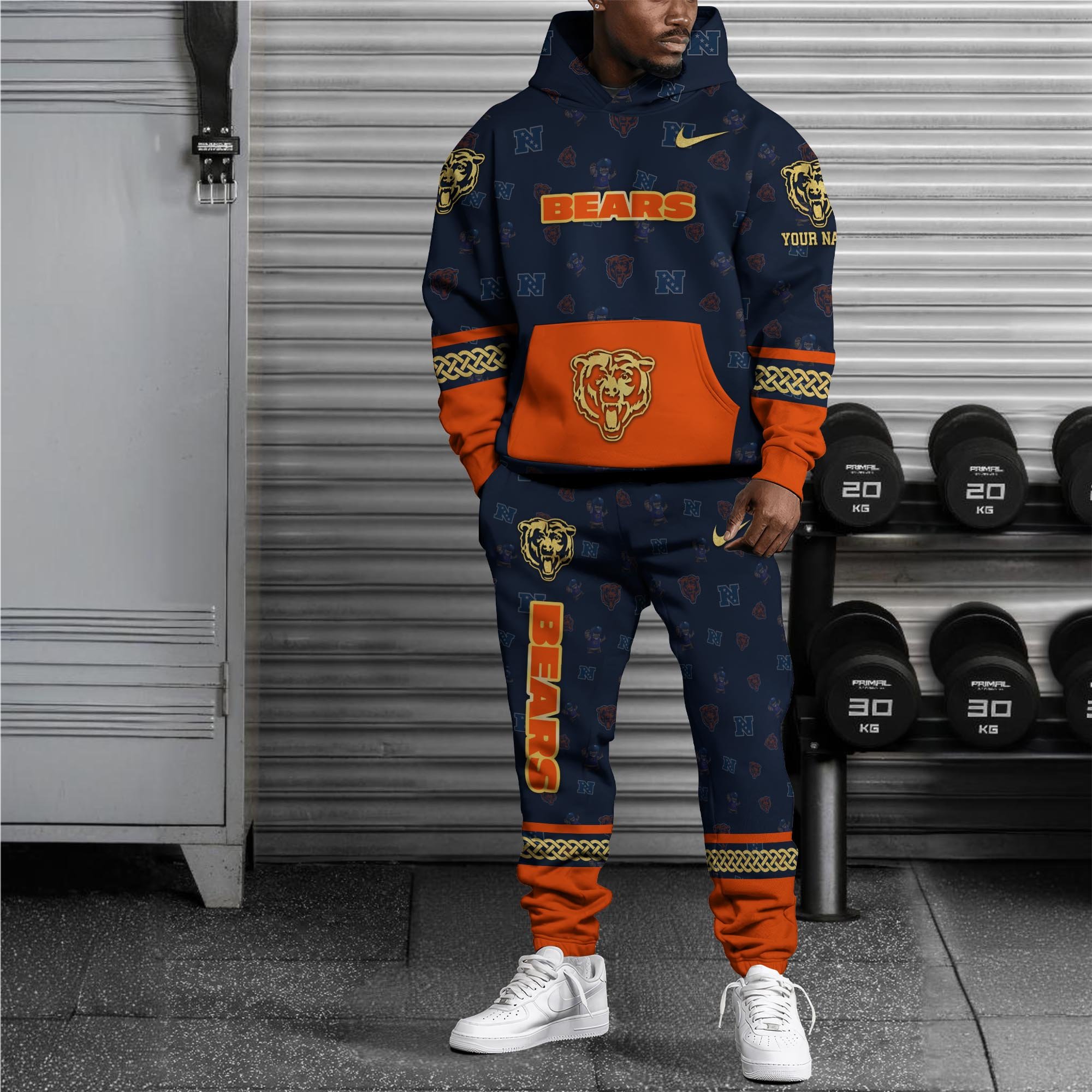 Alternative view of Chicago Bears Hoodie And Sweatpant Set Custom Your name, Sport Hoodie And Sweatpant Set, Sport Gifts For Fan EHIVM-08123118N