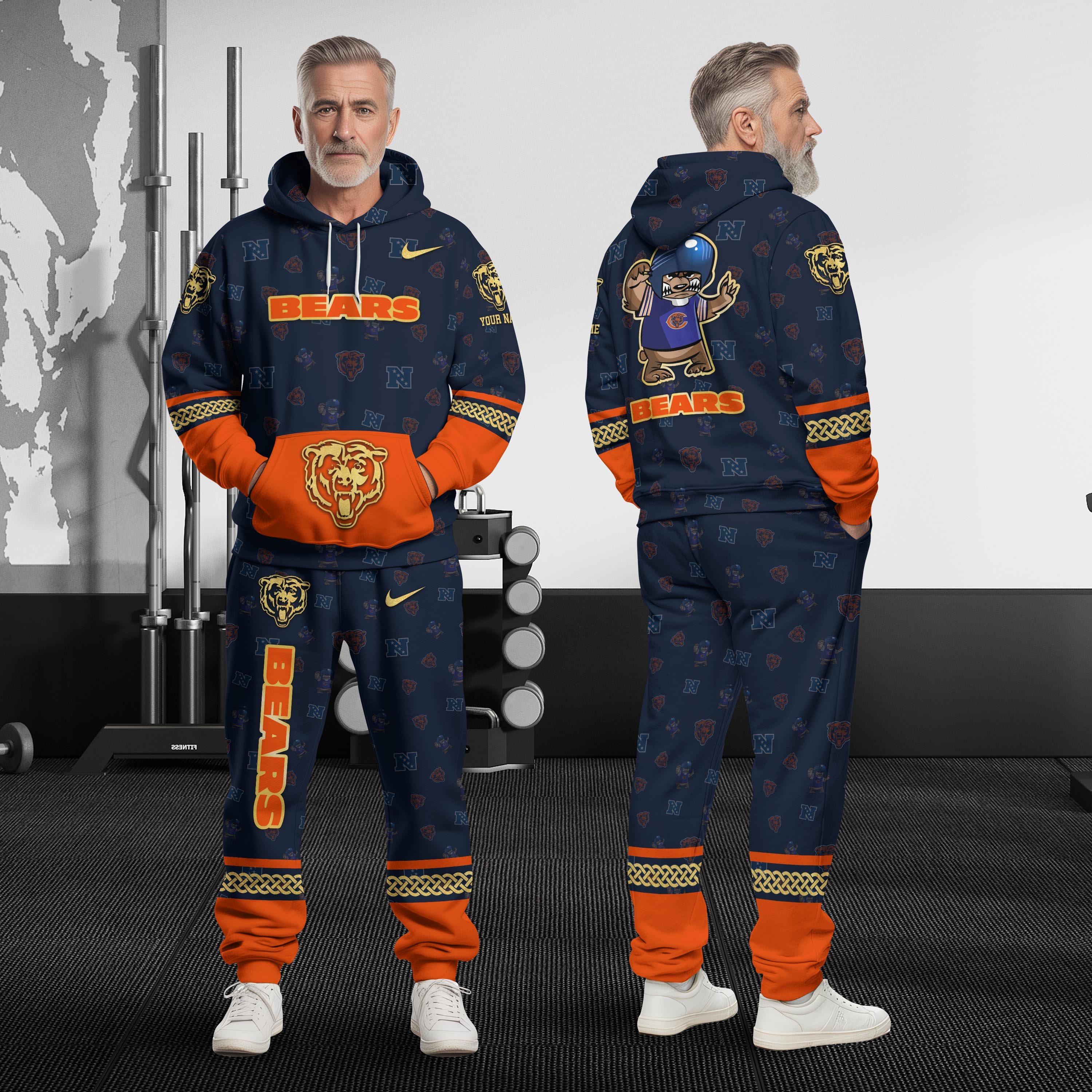Chicago Bears Hoodie And Sweatpant Set Custom Your name, Sport Hoodie And Sweatpant Set, Sport Gifts For Fan EHIVM-08123118N