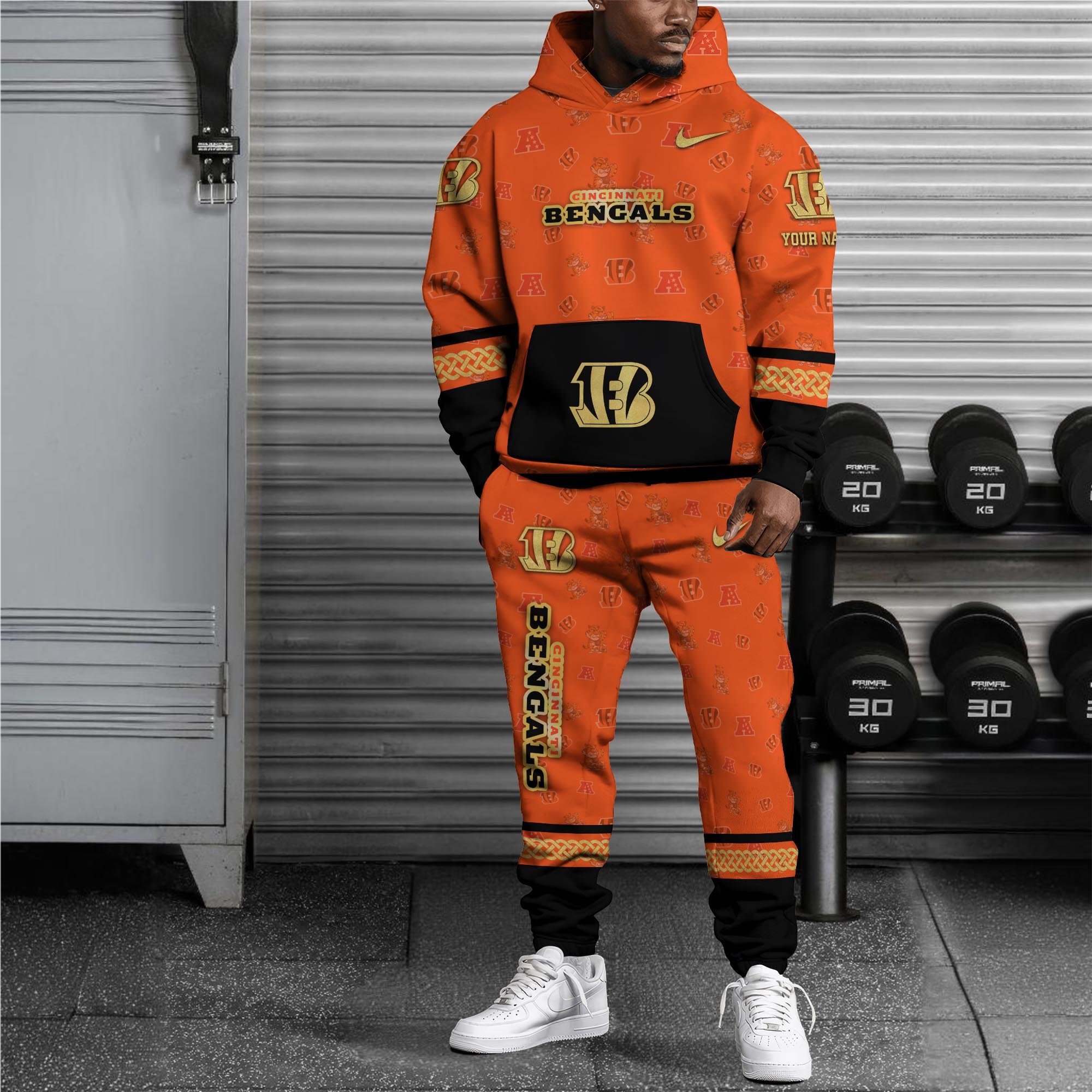 Alternative view of Cincinnati Bengals Hoodie And Sweatpant Set Custom Your name, Sport Hoodie And Sweatpant Set, Sport Gifts For Fan EHIVM-08123118N