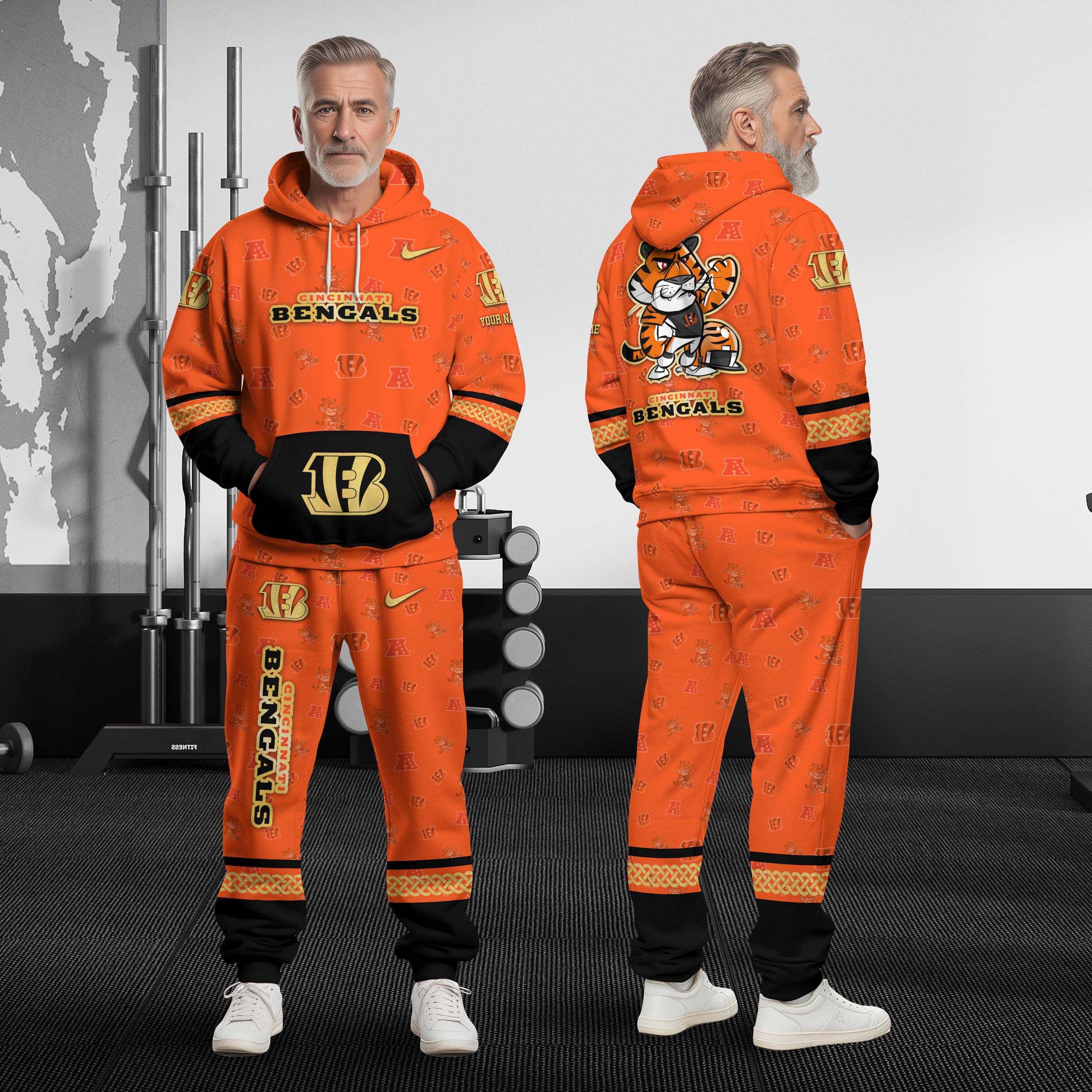 Cincinnati Bengals Hoodie And Sweatpant Set Custom Your name, Sport Hoodie And Sweatpant Set, Sport Gifts For Fan EHIVM-08123118N