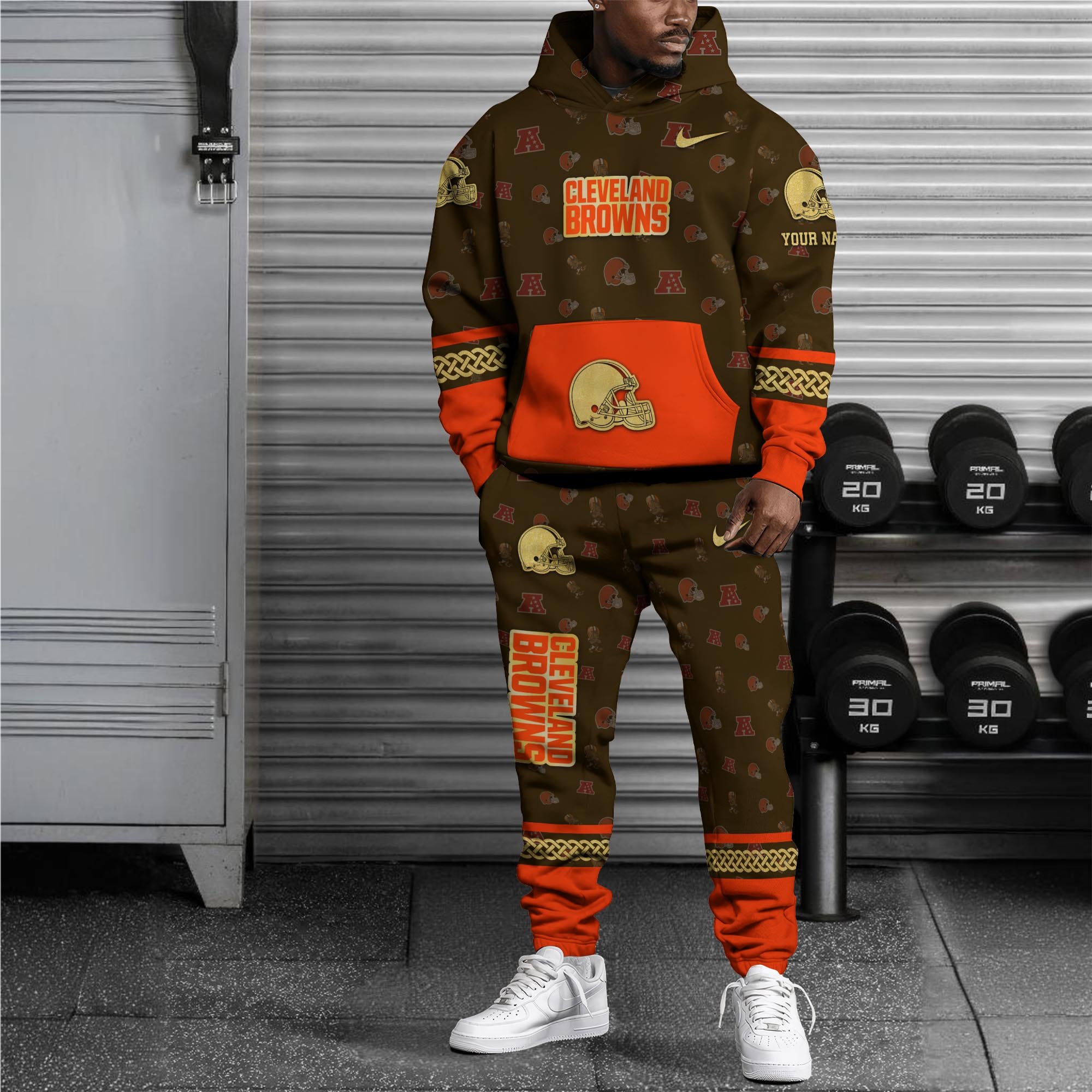 Alternative view of Cleveland Browns Hoodie And Sweatpant Set Custom Your name, Sport Hoodie And Sweatpant Set, Sport Gifts For Fan EHIVM-08123118N