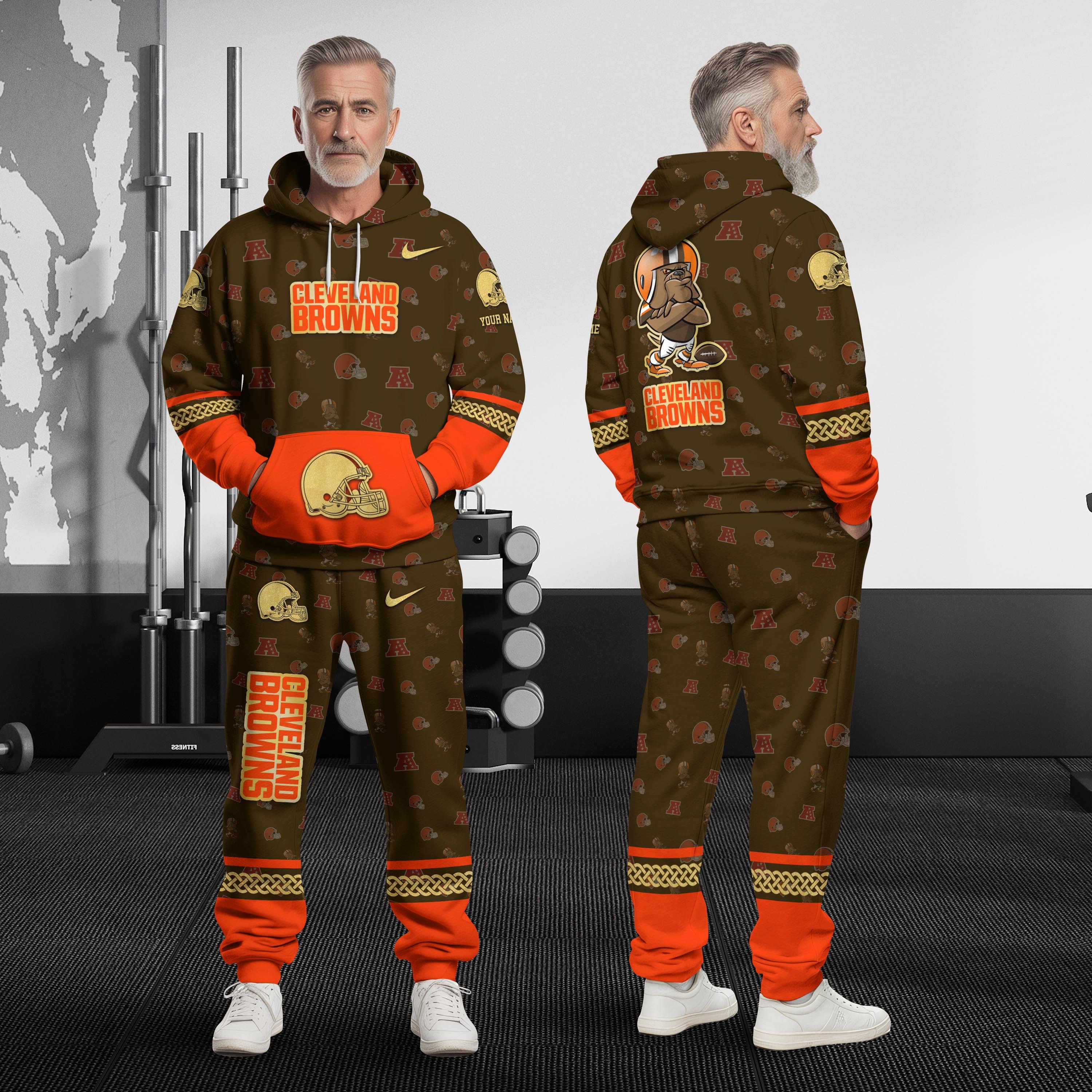 Cleveland Browns Hoodie And Sweatpant Set Custom Your name, Sport Hoodie And Sweatpant Set, Sport Gifts For Fan EHIVM-08123118N