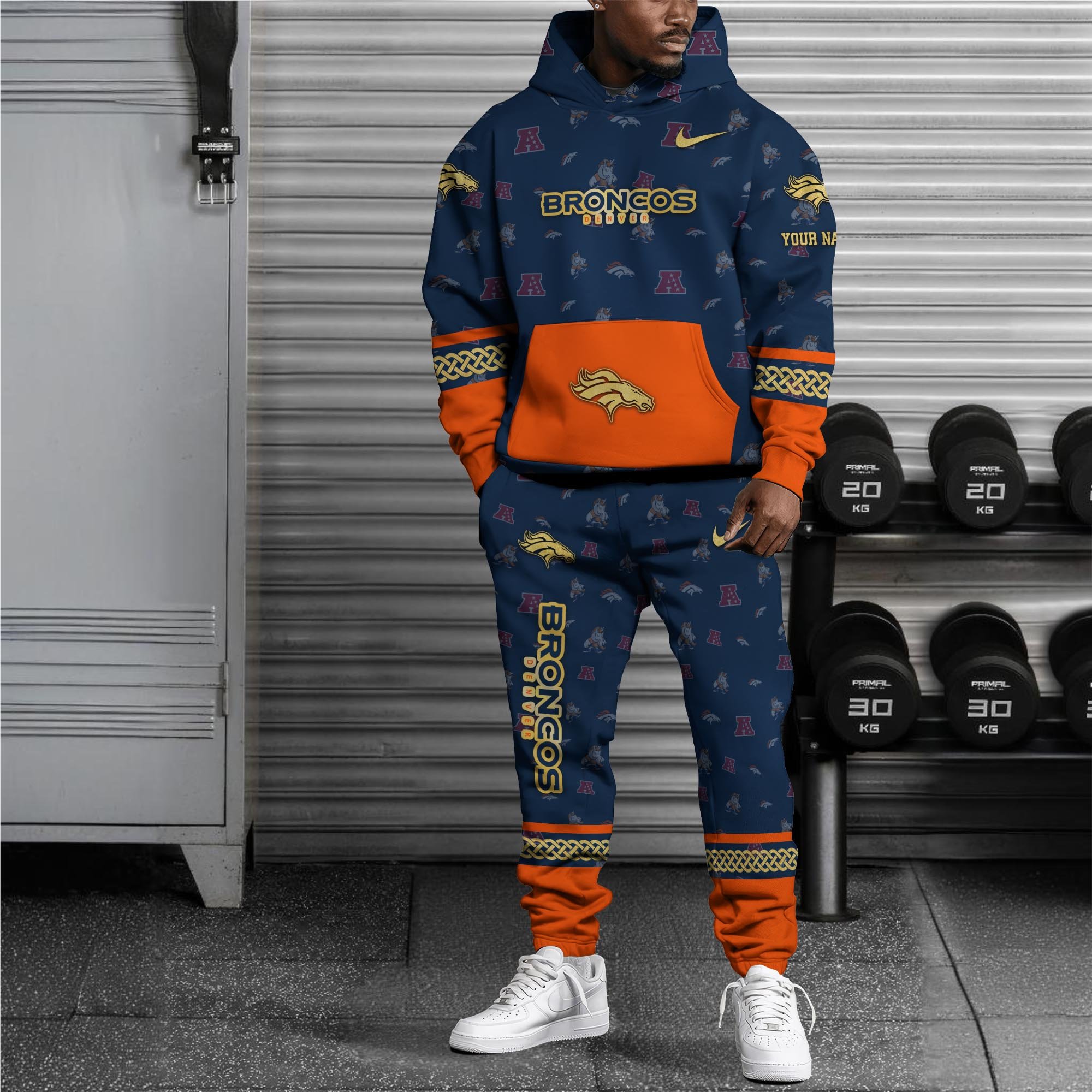 Alternative view of Denver Broncos Hoodie And Sweatpant Set Custom Your name, Sport Hoodie And Sweatpant Set, Sport Gifts For Fan EHIVM-08123118N