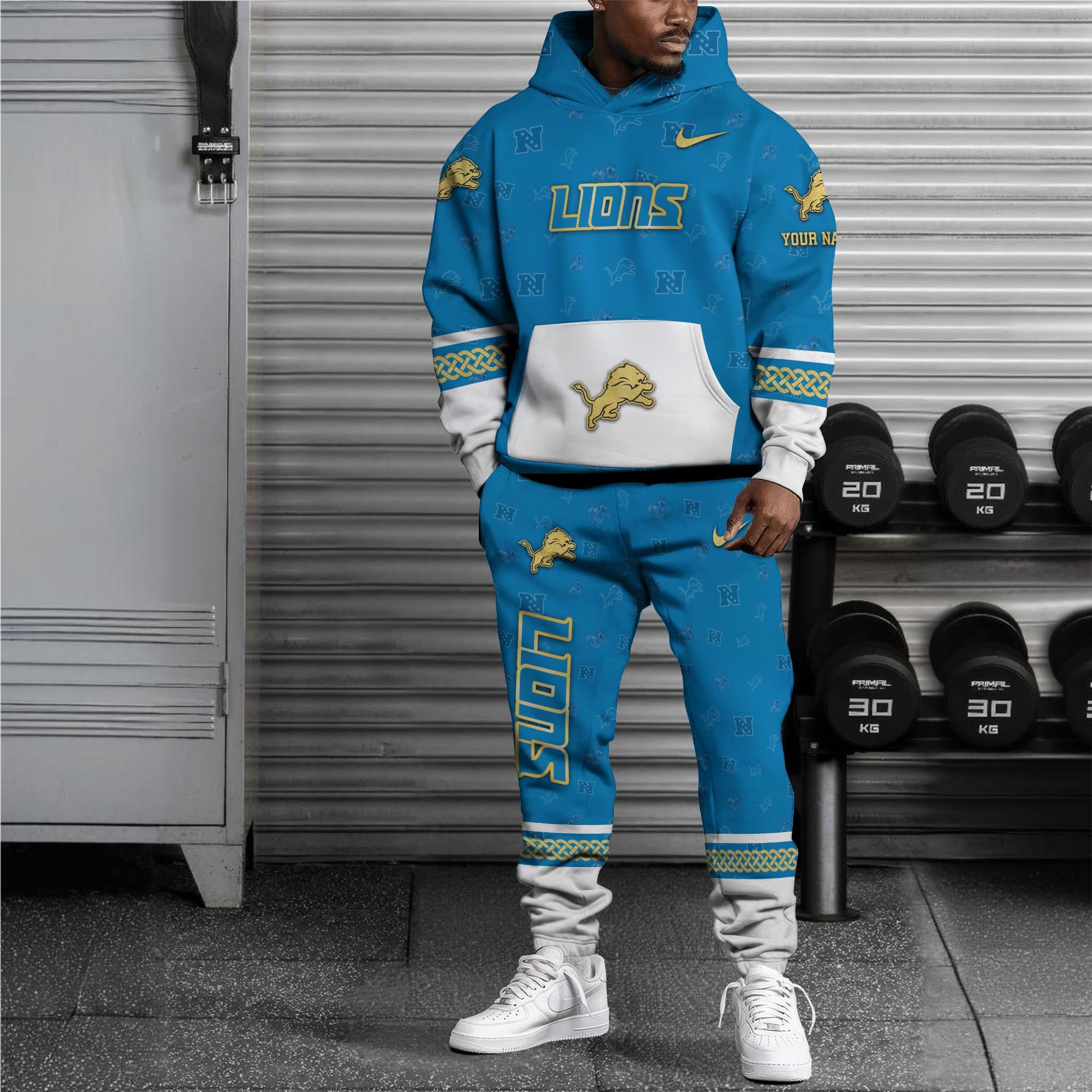 Alternative view of Detroit Lions Hoodie And Sweatpant Set Custom Your name, Sport Hoodie And Sweatpant Set, Sport Gifts For Fan EHIVM-08123118N