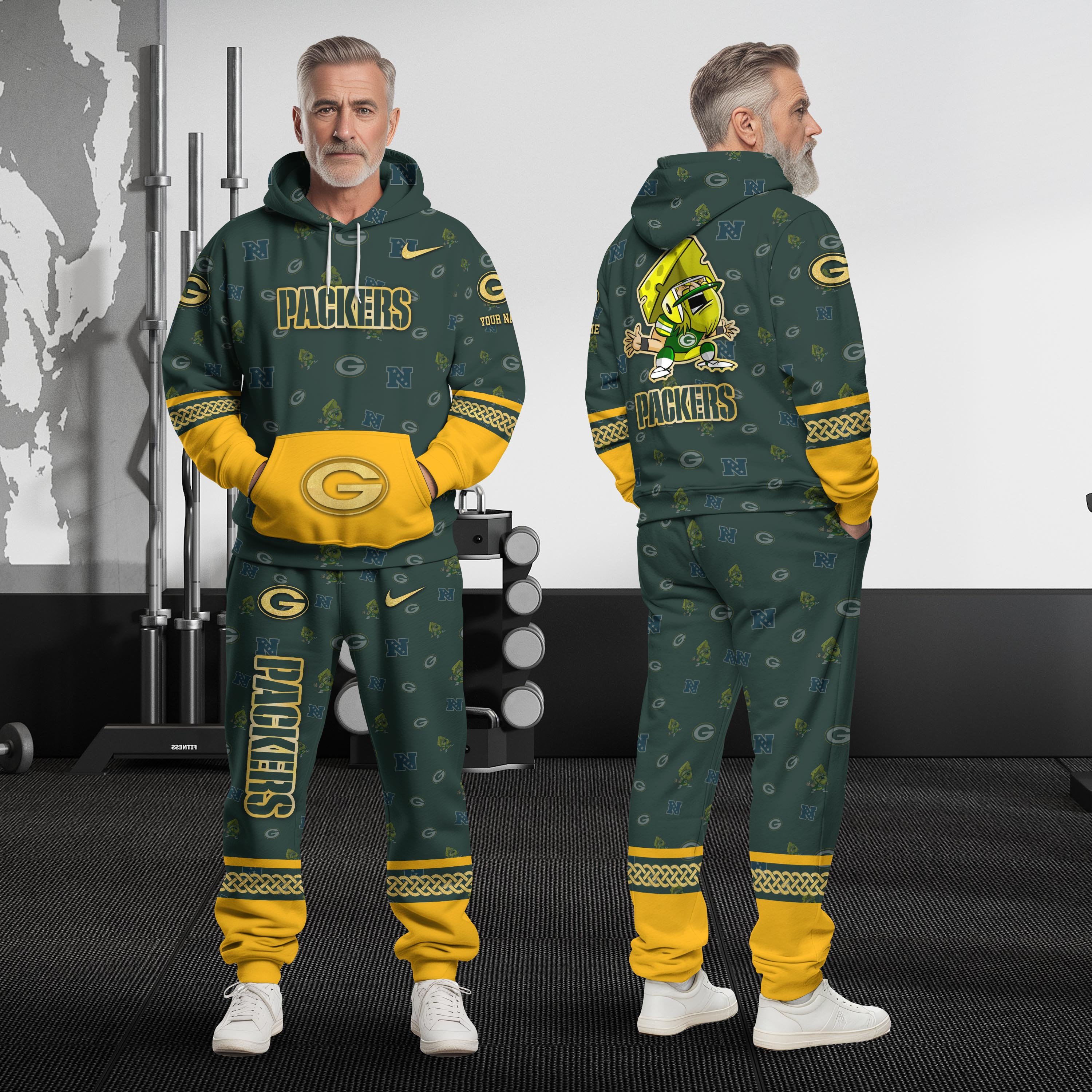 Green Bay Packers Hoodie And Sweatpant Set Custom Your name, Sport Hoodie And Sweatpant Set, Sport Gifts For Fan EHIVM-08123118N