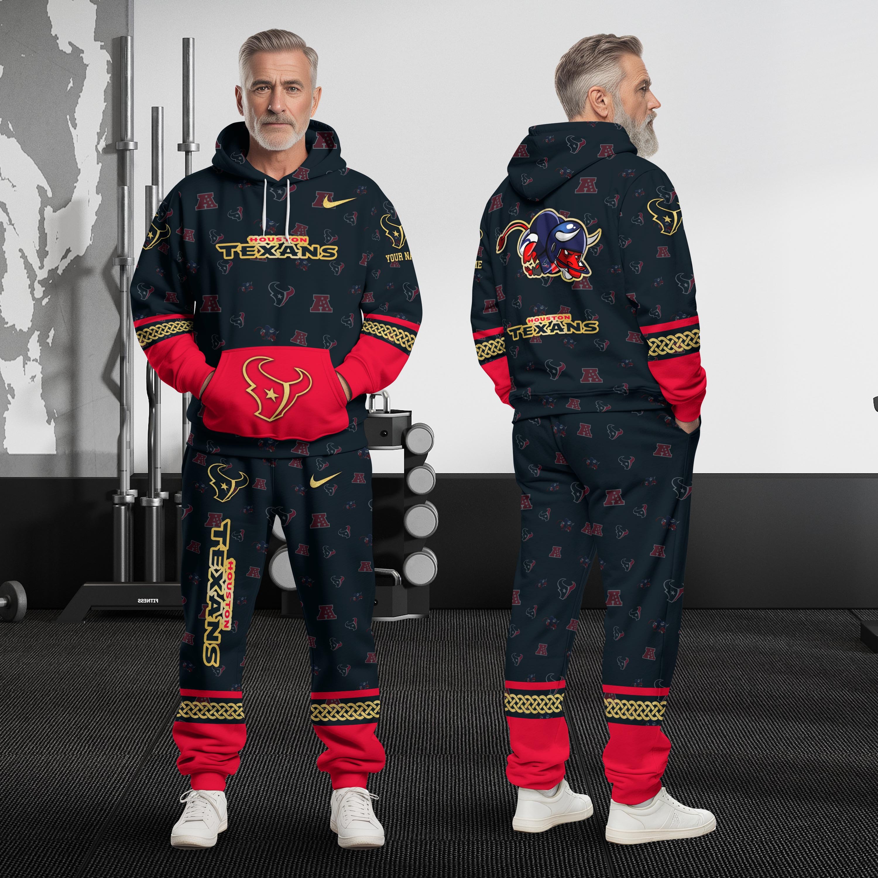 Houston Texans Hoodie And Sweatpant Set Custom Your name, Sport Hoodie And Sweatpant Set, Sport Gifts For Fan EHIVM-08123118N