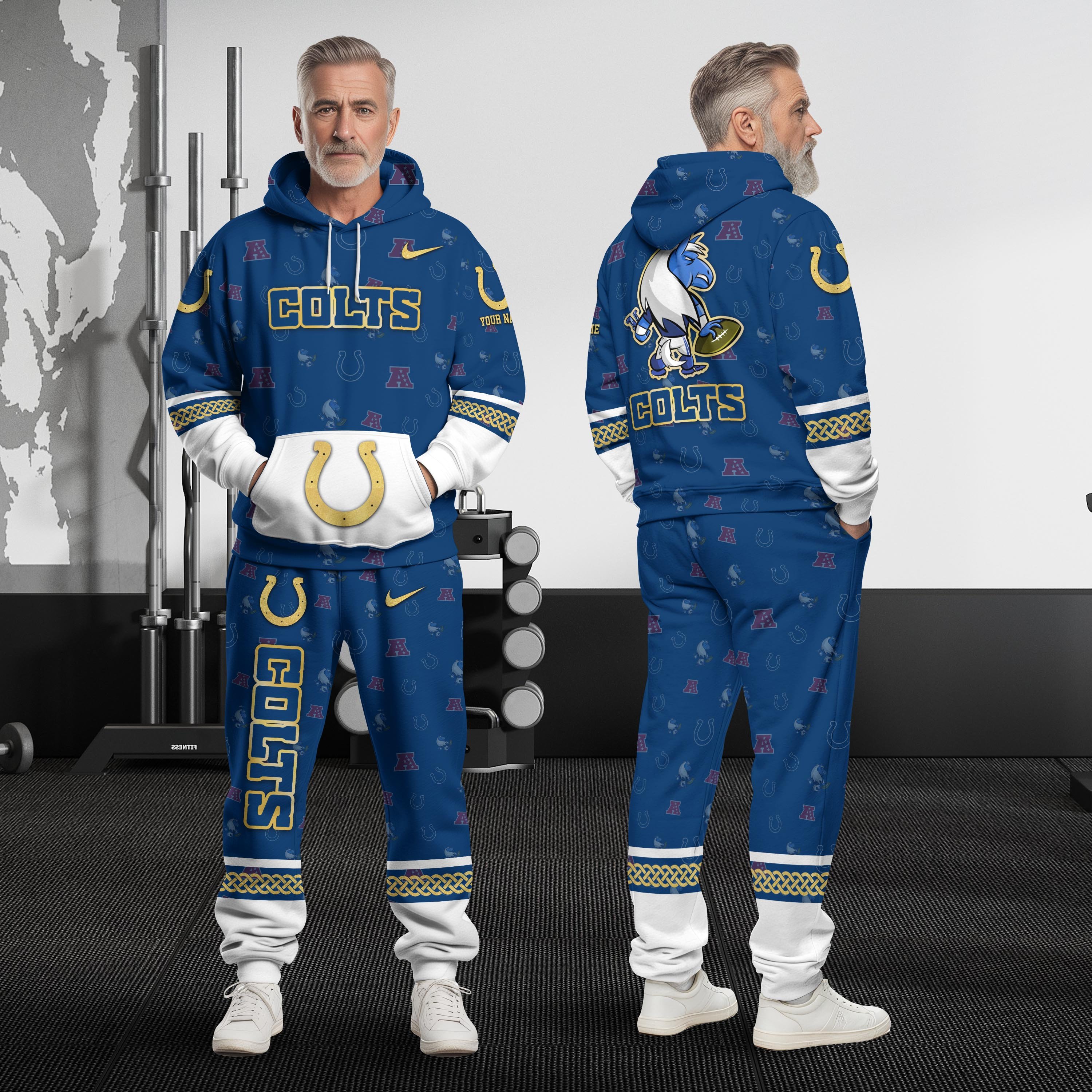 Indianapolis Colts Hoodie And Sweatpant Set Custom Your name, Sport Hoodie And Sweatpant Set, Sport Gifts For Fan EHIVM-08123118N