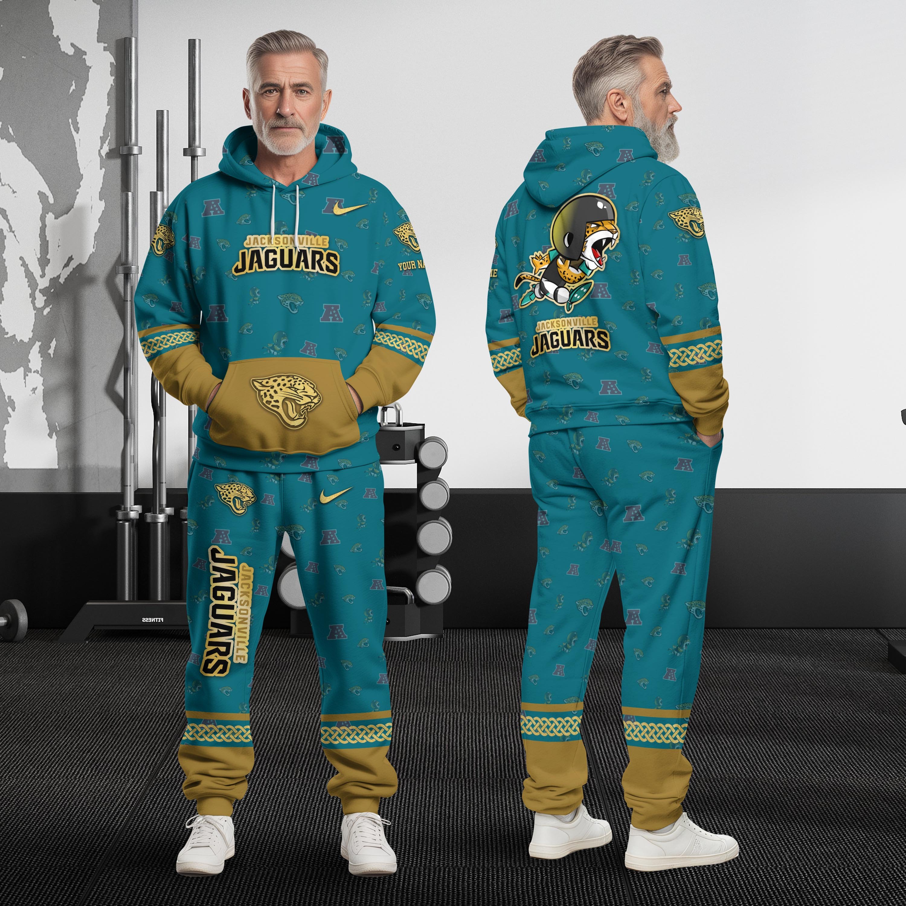 Jacksonville Jaguars Hoodie And Sweatpant Set Custom Your name, Sport Hoodie And Sweatpant Set, Sport Gifts For Fan EHIVM-08123118N