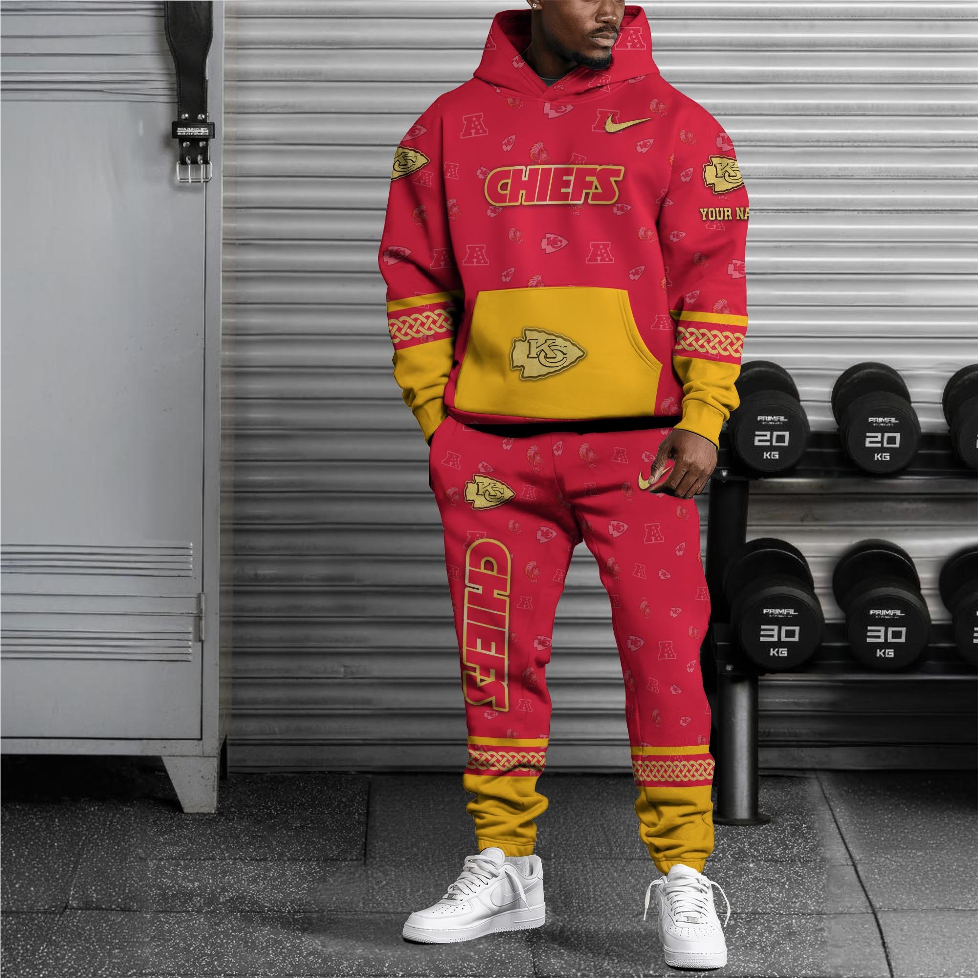 Alternative view of Kansas City Chiefs Hoodie And Sweatpant Set Custom Your name, Sport Hoodie And Sweatpant Set, Sport Gifts For Fan EHIVM-08123118N