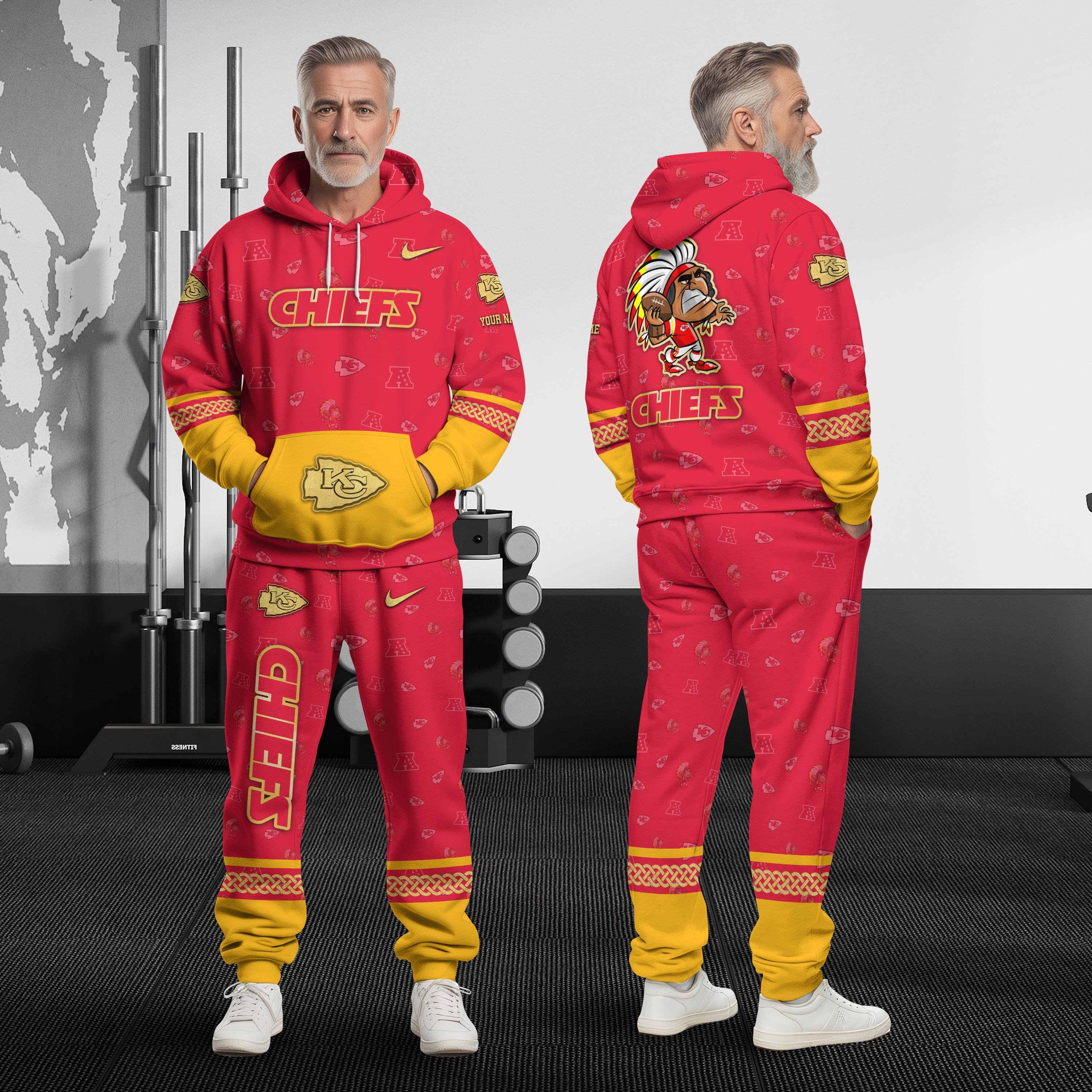 Kansas City Chiefs Hoodie And Sweatpant Set Custom Your name, Sport Hoodie And Sweatpant Set, Sport Gifts For Fan EHIVM-08123118N