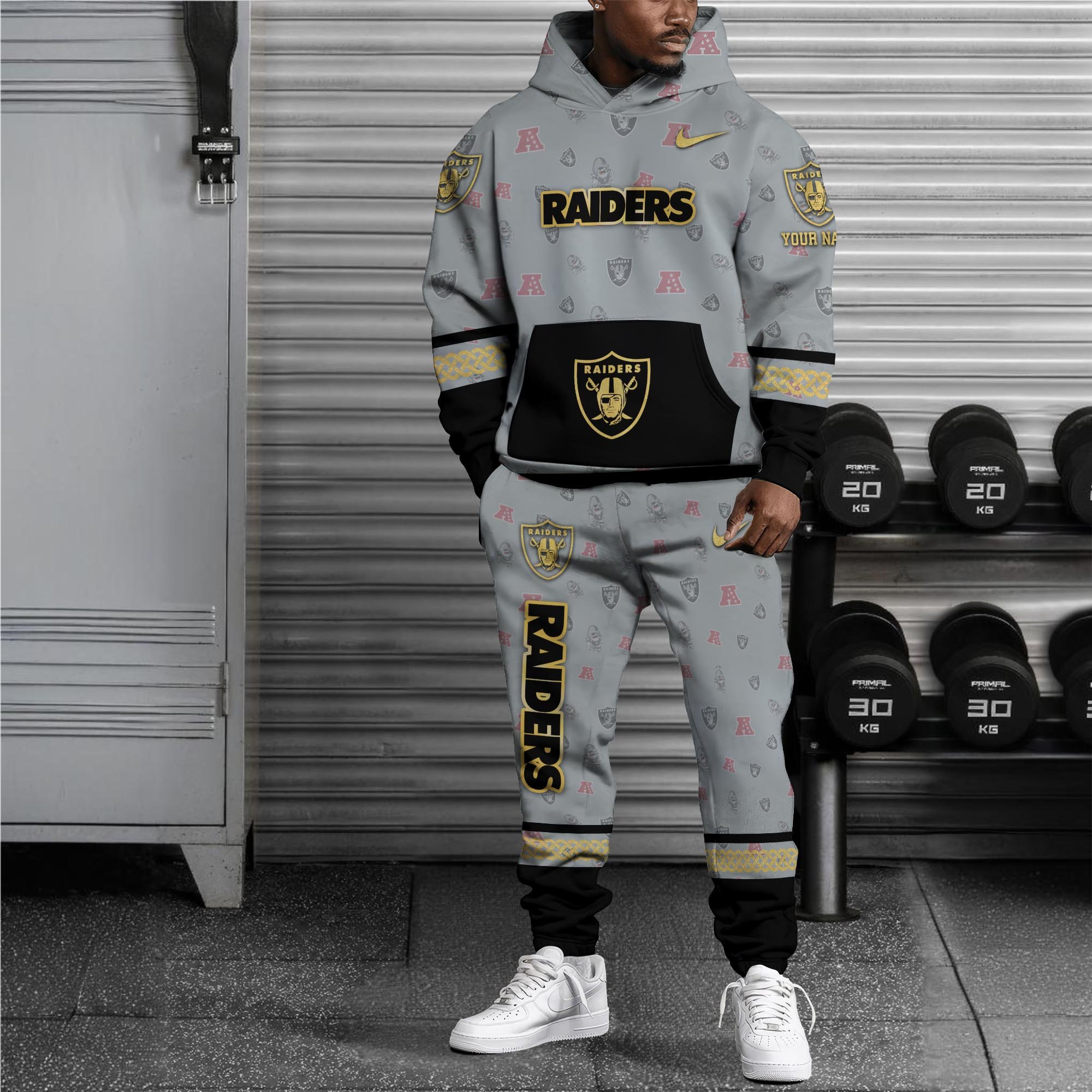 Alternative view of Las Vegas Raiders Hoodie And Sweatpant Set Custom Your name, Sport Hoodie And Sweatpant Set, Sport Gifts For Fan EHIVM-08123118N