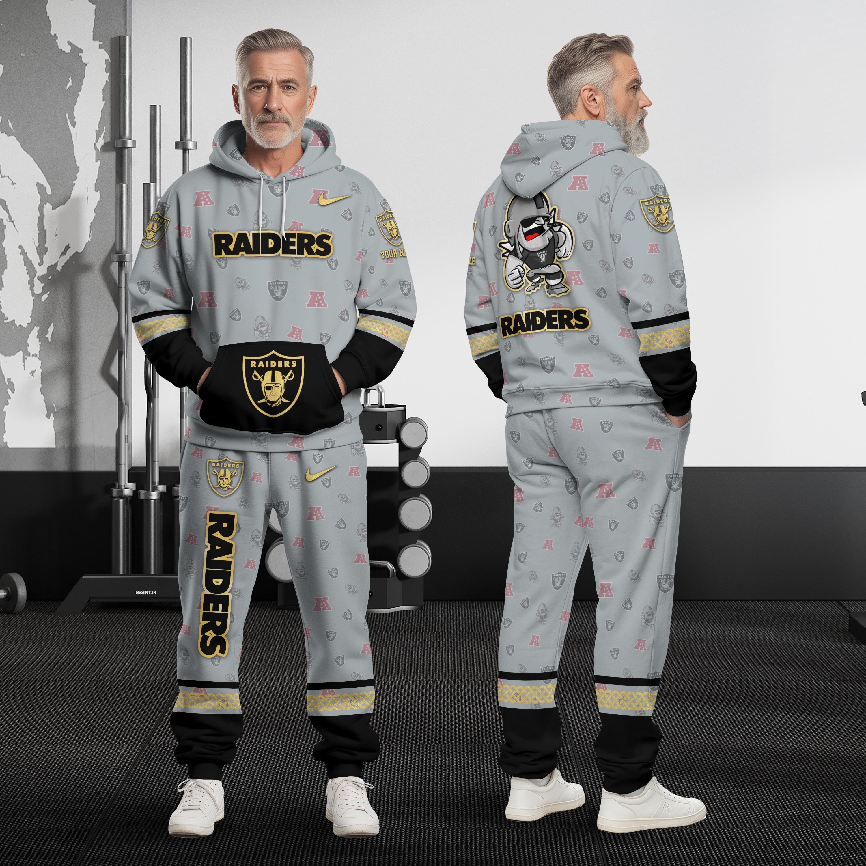 Las Vegas Raiders Hoodie And Sweatpant Set Custom Your name, Sport Hoodie And Sweatpant Set, Sport Gifts For Fan EHIVM-08123118N