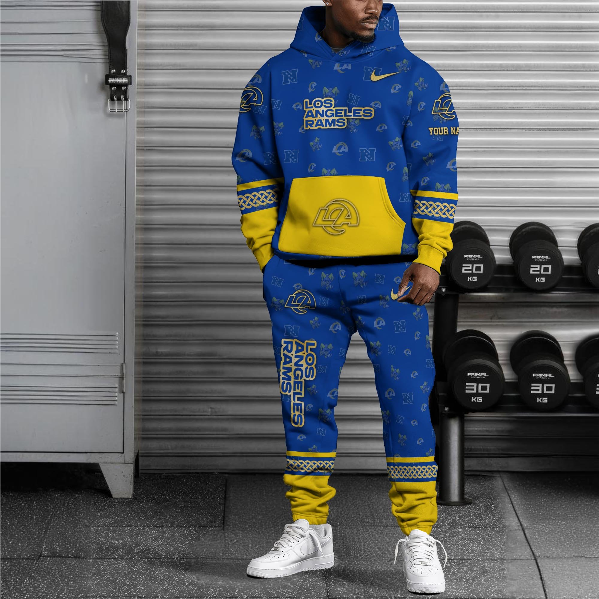 Alternative view of Los Angeles Rams Hoodie And Sweatpant Set Custom Your name, Sport Hoodie And Sweatpant Set, Sport Gifts For Fan EHIVM-08123118N